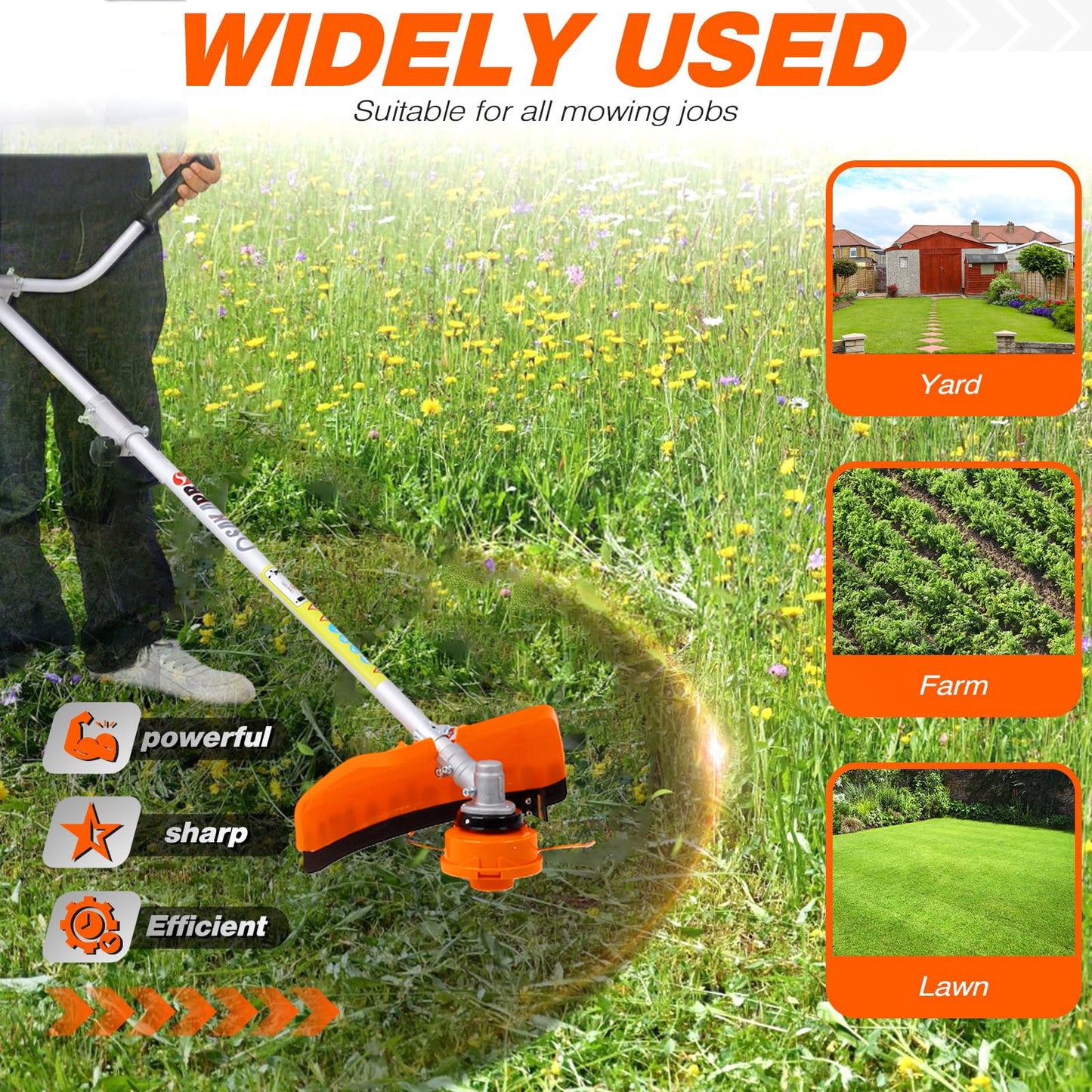 POVANLI 3-In-1 Blower Weed Wacker,52cc Gas Weed Eaters/Weed trimmer,8 inch Weed Wacker Attachments Heads,10" Metal 3T Blade,Rubber Handle,EPA Compliant lawn Mower/String Trimmers