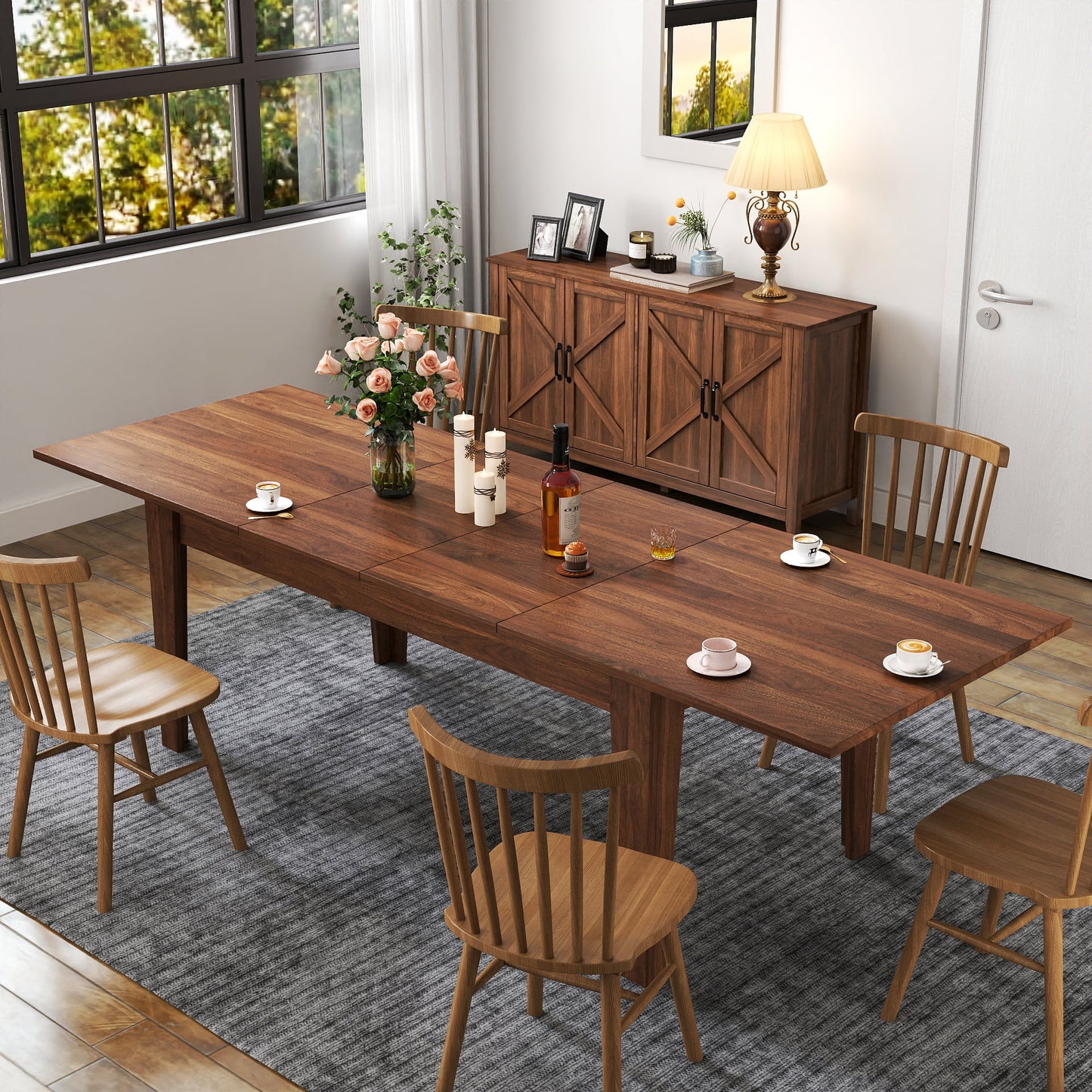 GAKMCIL Multifunctional extendable Dining table for 6-10 People, 106.5"(L) x 35.43"(W) x 30"(H), Up to 106.3" - Easy Assembly, Modern Rectangle Dining table for Living Room & Dining Furniture(Walnut)