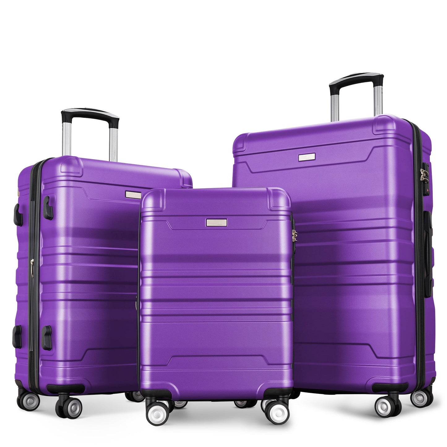 POVANLI 3Pcs Luggage Sets New Model Expandable ABS Hardshell,Luggage Hardside Lightweight Durable Suitcase sets Spinner Wheels Suitcase with TSA Lock 20''24''28''(purple)