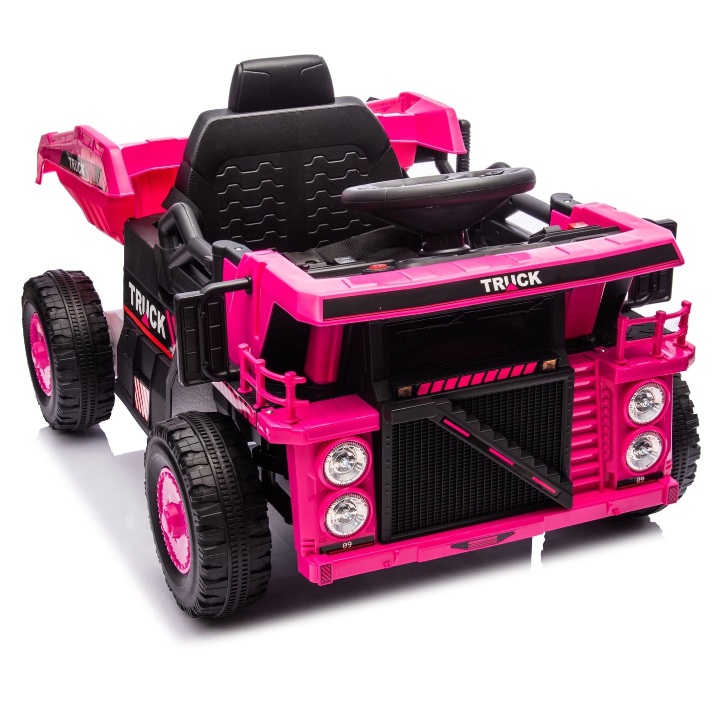 POVANLI 12V Kids Ride on Electric Toy Dump Truck W/Parents Control, Slow Start, Power Display, Electric Dump Bed and Extra Shovel, Speed Adjustment, MP3, Bluetooth, USB for 3-5 Children Gift (Pink)
