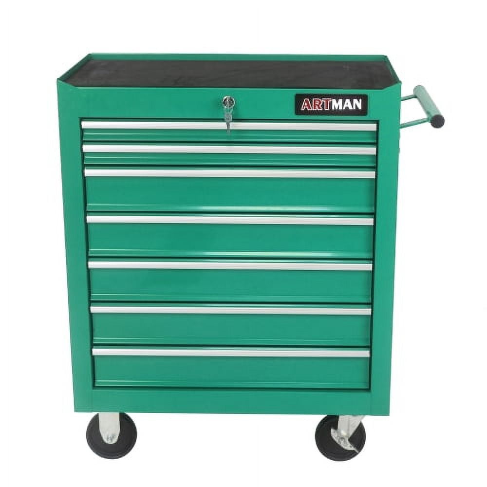 POVANLI 7-Drawer Rolling Tool Chest with Wheels Multifunctional Tool Chest Portable Tool Storage Cabinet with Locking System for Garage Workshop Warehouse Repair Shop