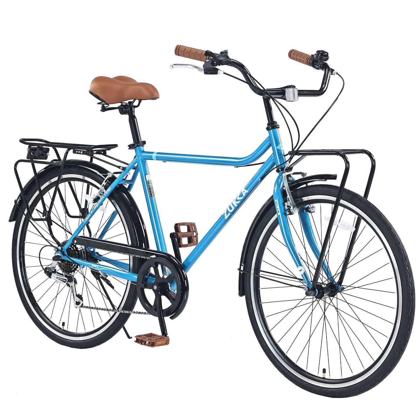 POVANLI 26 Inch Vintage Style Bike 7-speed rear derailleur and 7 speed shifter,Steel Frame comfort bike Retro Commute bicycle for Women and Men, 85% assembled,Gift(Dark blue)