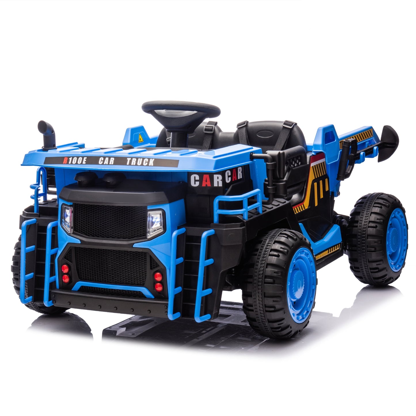 POVANLI 24V 2-Seater Ride-On Kids Electric Construction Car Dumper W/parents control, 400W Motors, Electric Tipping Dump Bed and Shovel, 20" Seat, 4.9MPH Max, Ideal Gift for Kids Aged 3+(Blue)
