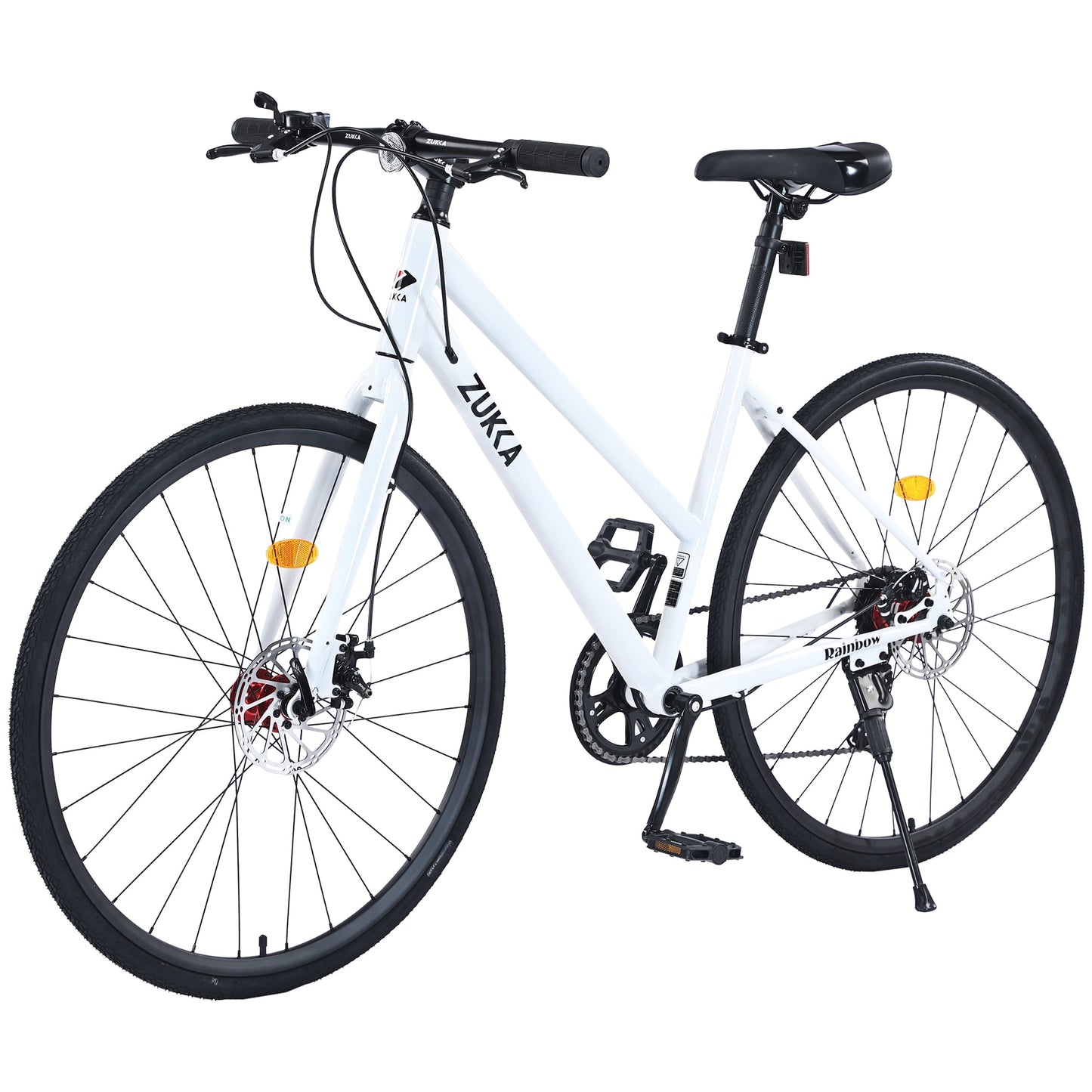 POVANLI 700C Road Bike 7 Speed Hybrid bike Disc Brake For Boys/Girls/Men/Women City City Commuting Bicycle,Fits Riders 5'4" - 6'2",Comfort Saddle,Adults 14+ Years,Gift(Orange)