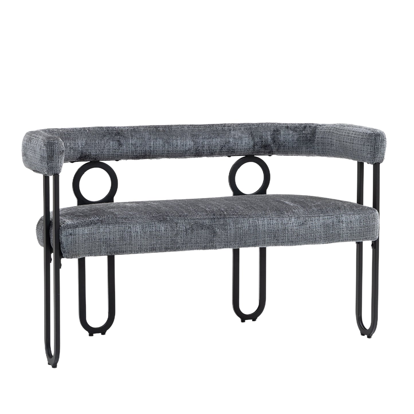 POVANLI Modern Loveseat Sofa, 2 Seater Mini Couch, Chenille Fabric Sofa with Arms and Metal Legs, Bench, Upholstered Love Seat Chairs for Living Room Dining Kitchen Office Studio (Gray Chenille)