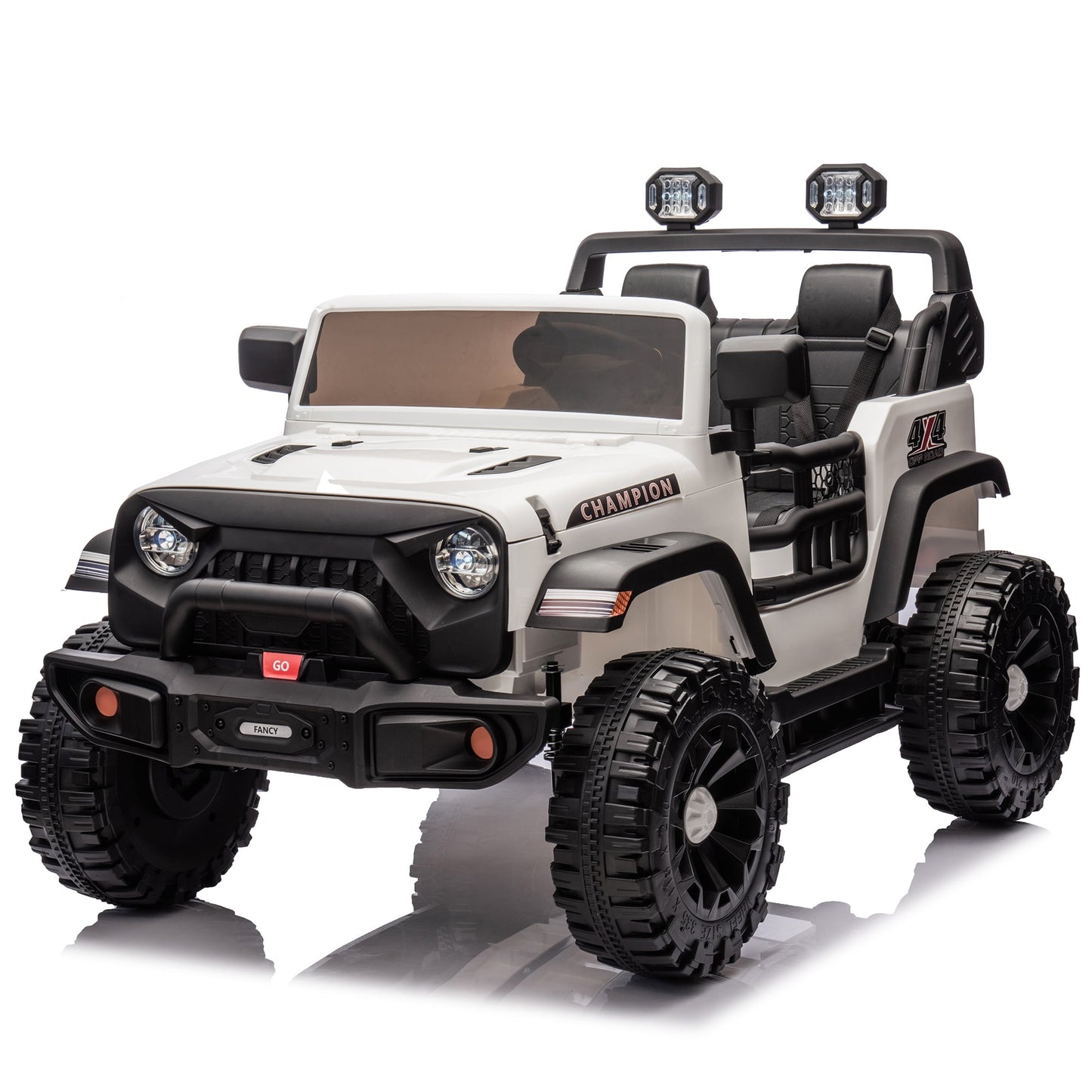 POVANLI 24V 2 Seater Kids Ride on Real Jeep Toy Car W/Parent Remote, Electric Truck w/400W super Moter, Multifunctional Dashboard, 3 Speeds, Max speed 4.35MPH, Bluetooth, Gift for 3-8 Boy&Girl(White)