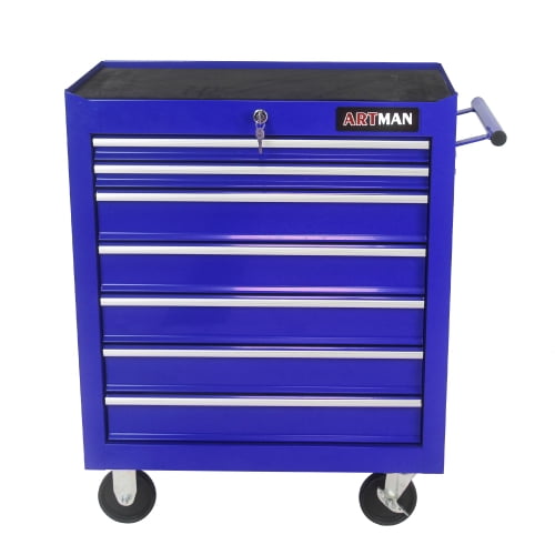 POVANLI 7-Drawer Rolling Tool Chest with Wheels Multifunctional Tool Chest Portable Tool Storage Cabinet with Locking System for Garage Workshop Warehouse Repair Shop