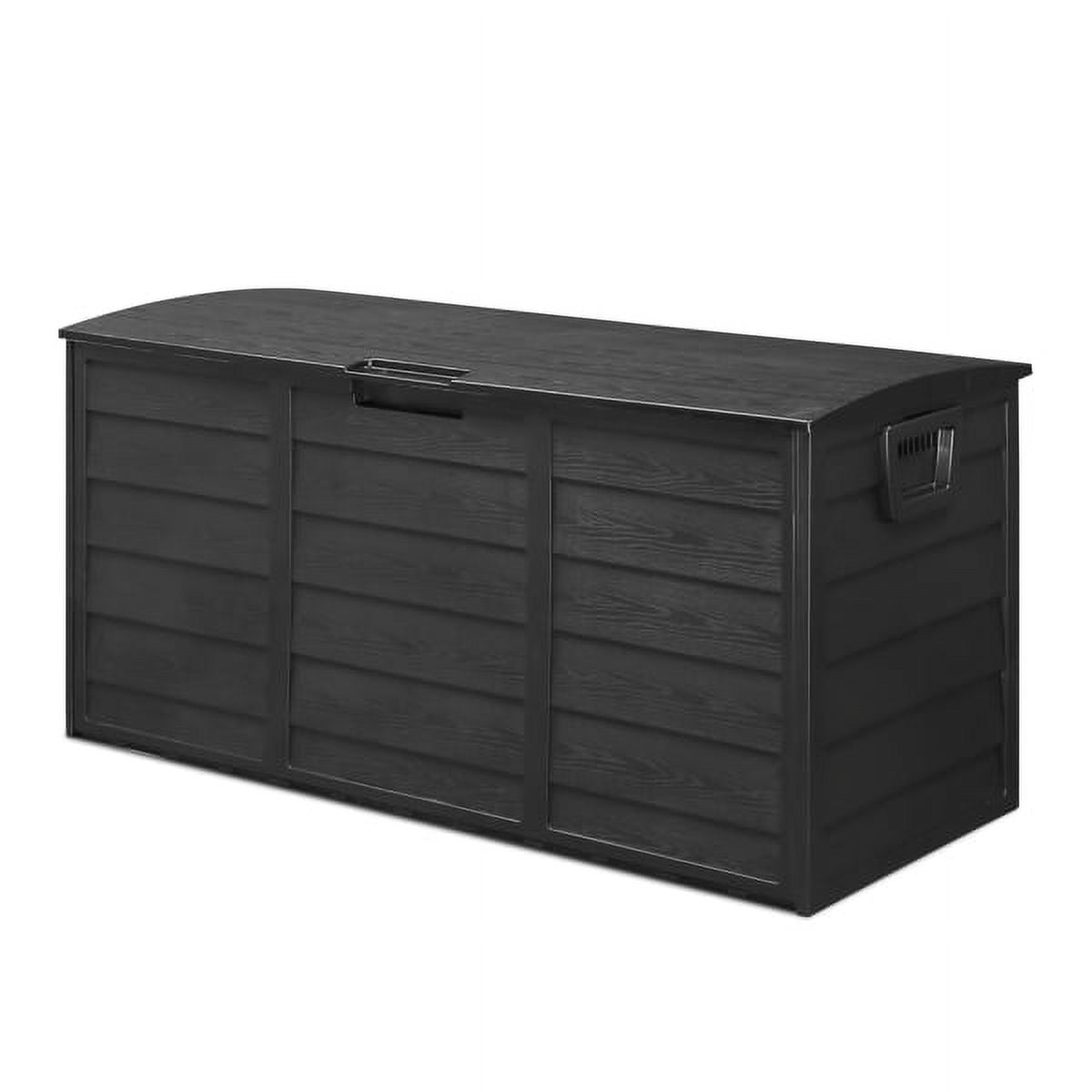 POVANLI 75gal 280L Outdoor Garden Plastic Storage Deck Box, Garden Storage Box, Waterproof , Throw Pillows, Toys, Lockable, Garden Tools and Pool-Supplies (Black)