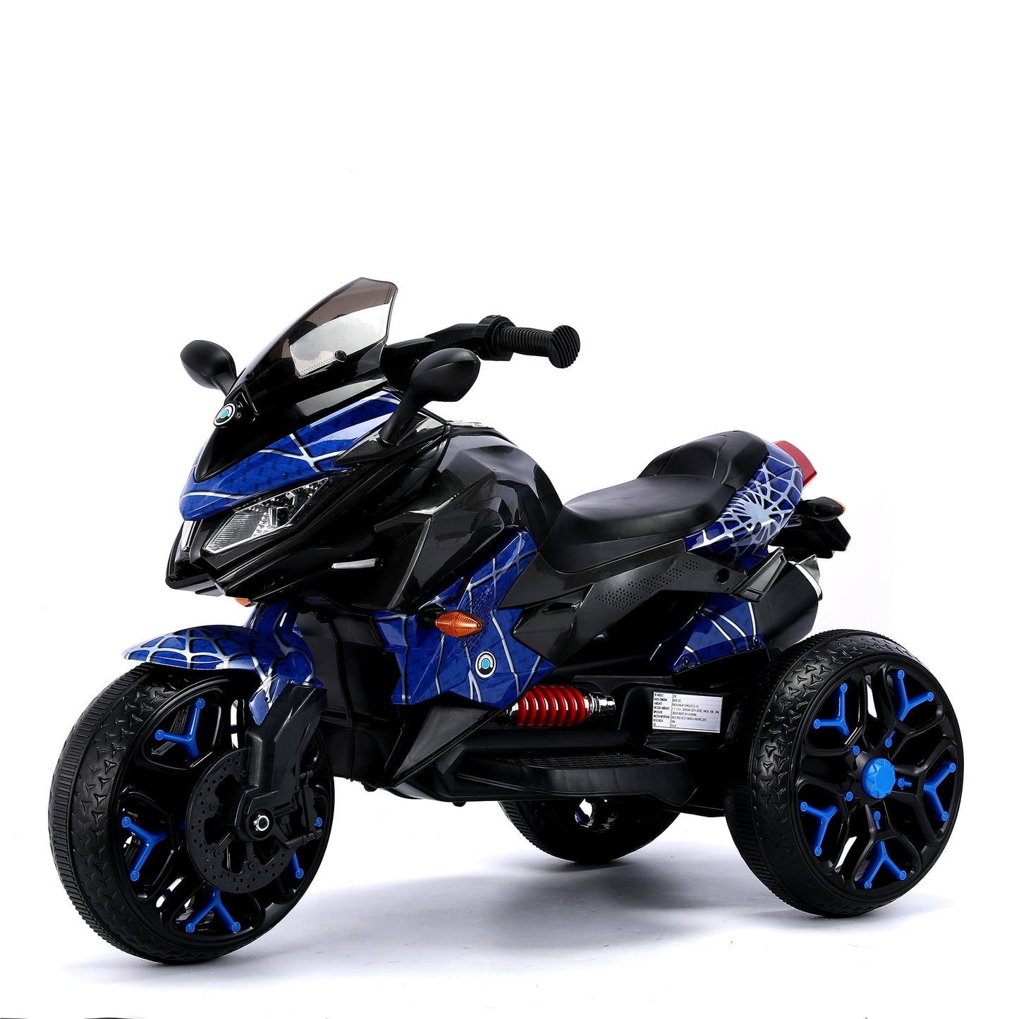 POVANLI 12V 3 Wheels Kids Ride on Motorcycle with Slow Start, Power Display, PU Seat, Training Wheels, Manual Throttle, Lighting Wheels, Bluetooth, USB, MP3 for Children Aged 3-5, Gift (Blue)