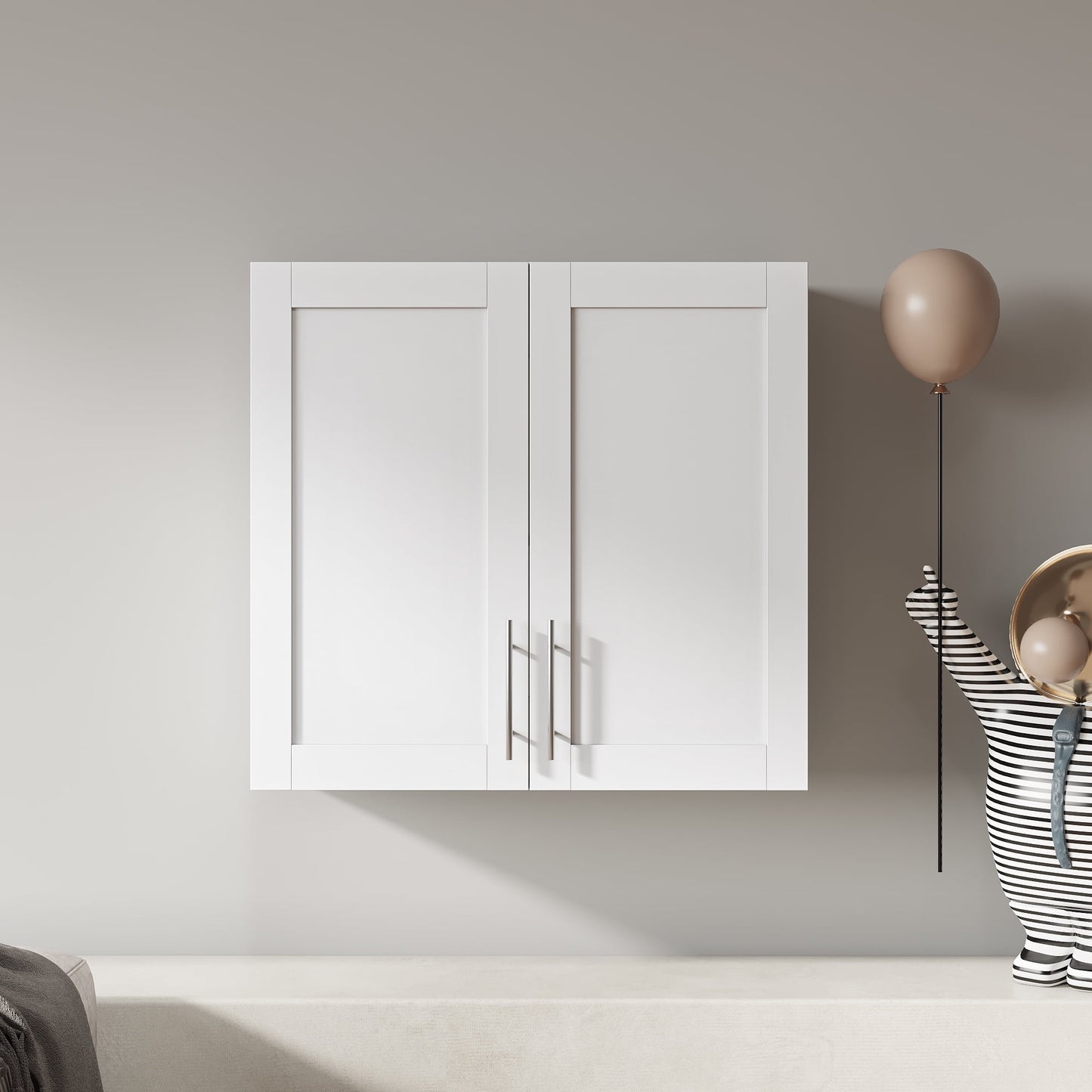 GAKMCIL Stackable Wall Mounted Storage Cabinet(11.81"*31.50"*29.92") with 2 movable partitions, 6 stop height adjustment, Load capacity: 70 kg for Kitchen, Living Room, Dining Room, office, White