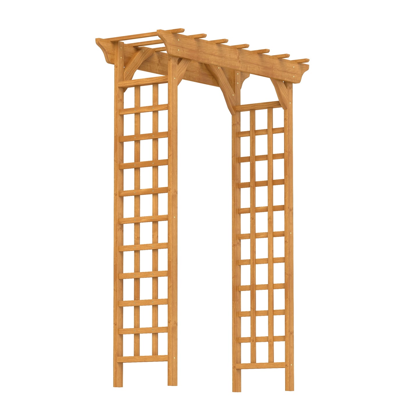 POVANLI 85'' Premium Outdoor Wooden Arbor Arch with Trellis, Straight top, Pergola Arch for Climbing Plants, Wood Garden Yard Lattice, Wedding Arch for Ceremony, 63''(L) x 26''(W) x 85''(H)