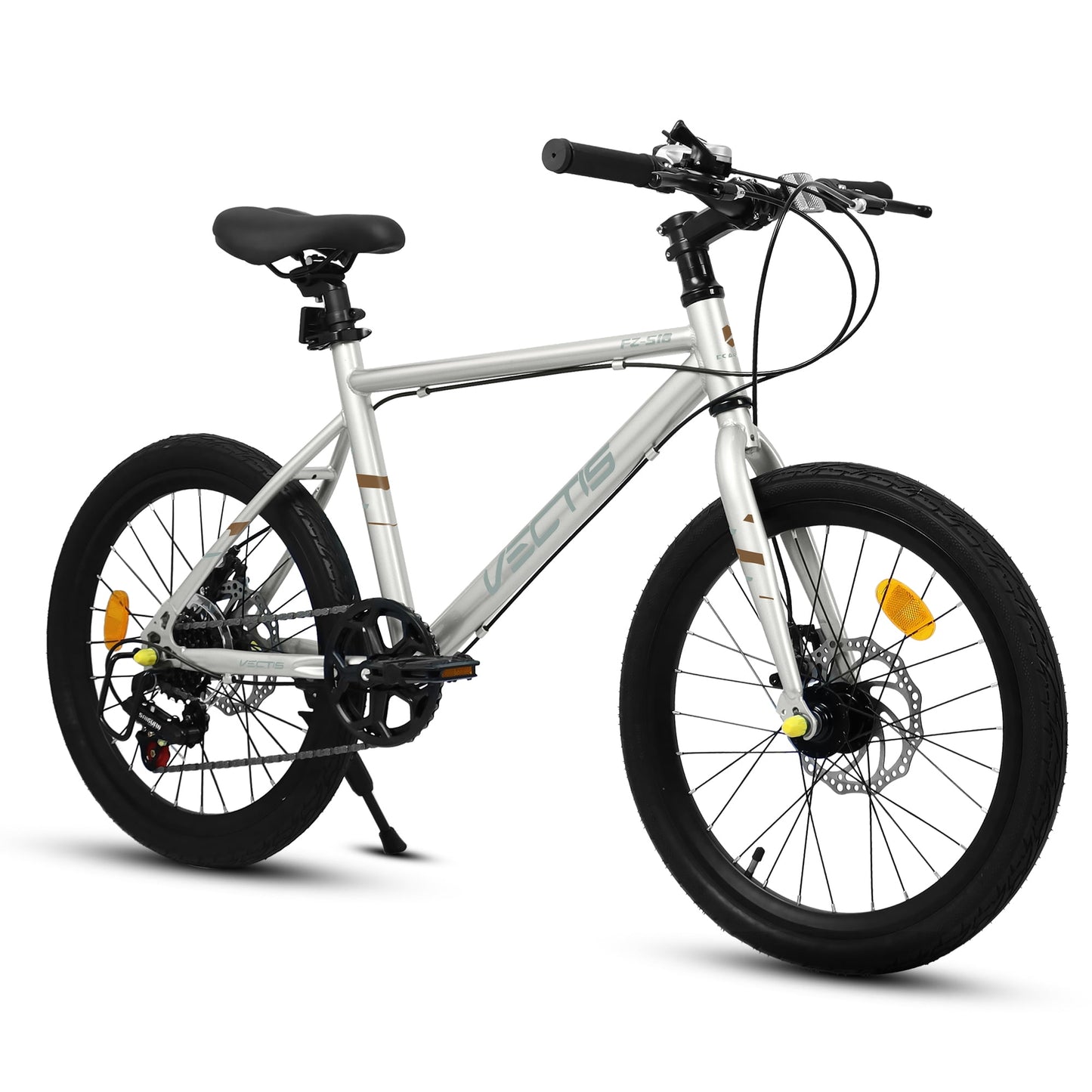 POVANLI 20" Kids Mountain Bike for 5-8yr or 4'-4'8" Boys & Girls, Lightweight Steel Frame Bicycle with 7-Speed, Front Suspension, Dual Disc Brakes and Fender, 85% assembled for Children's Gift (Grey)