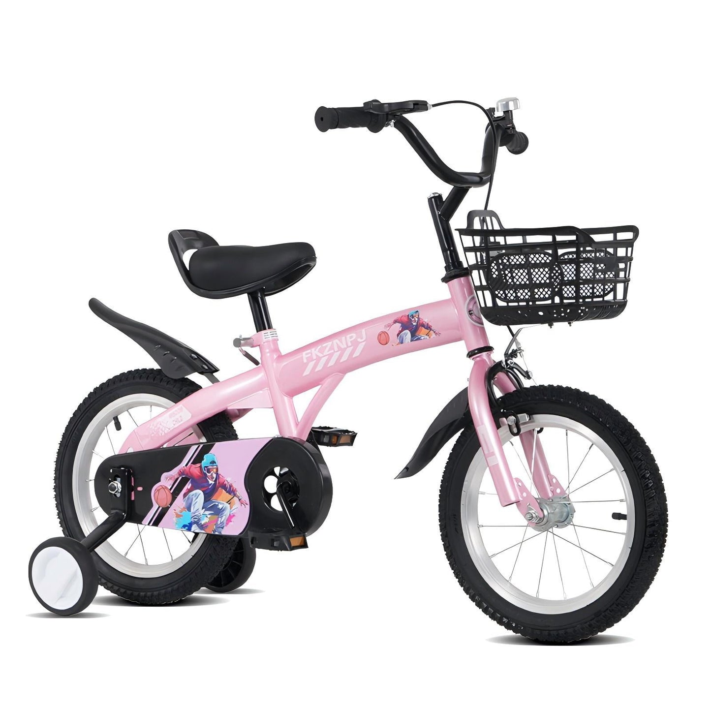 POVANLI 16 inch kids bike with training wheels and stand Adjustable saddle Suitable for boys and girls aged 4-8 years tall Height 41-53 inches,around 85% assembled body,With storage frame,Gift(pink)