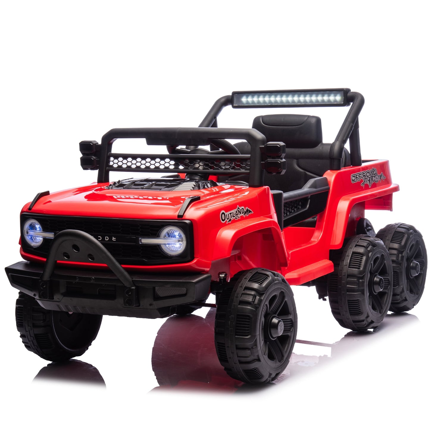 POVANLI Kids Ride On 6-Wheel Truck,12V electric truck with Parent Remote,Four Motor,Power display,Six-Wheel Suspension,LED Lights,Music&Bluetooth,USB,Slow start for Children Ages 3-5 (Red)