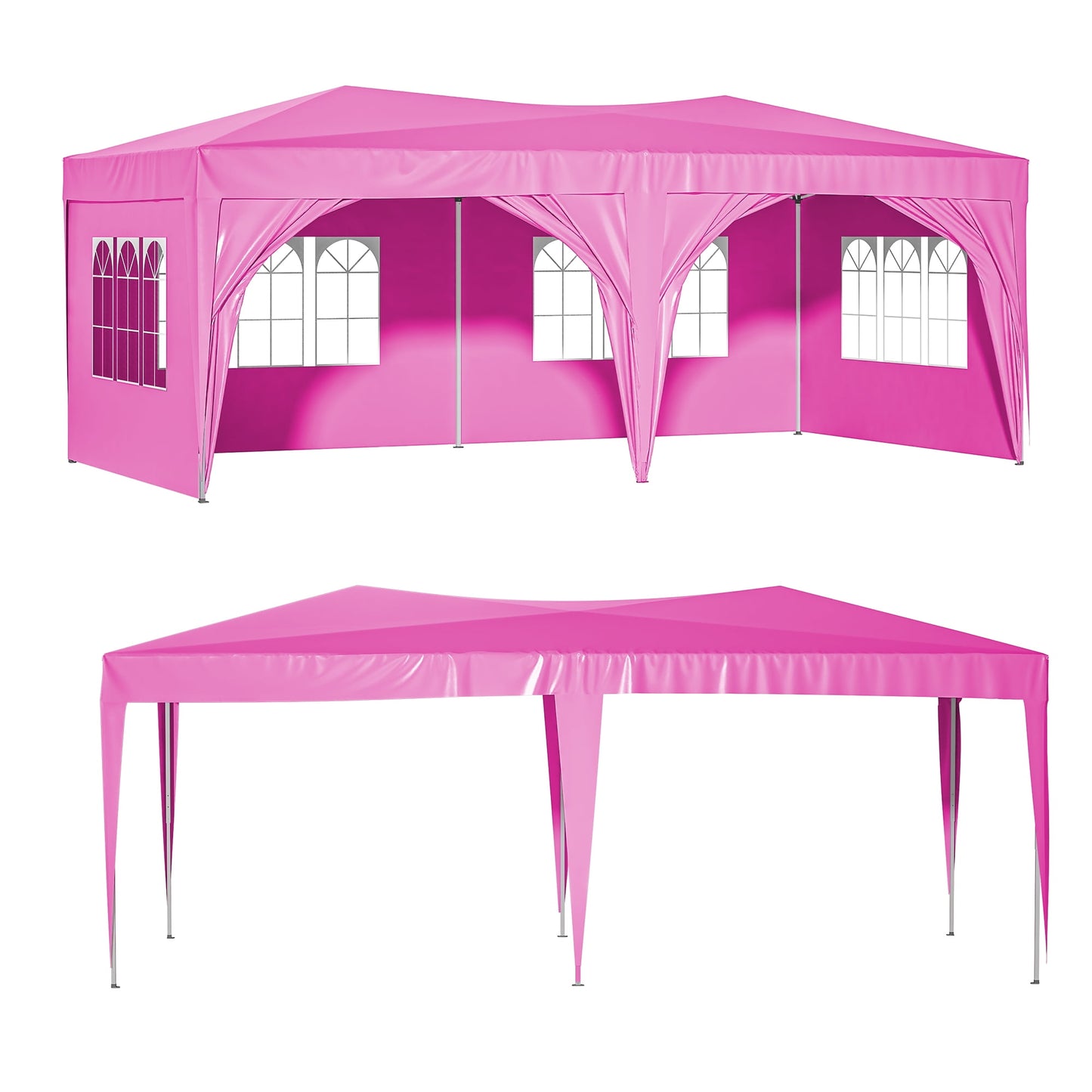 POVANLI 10'x 20'EZ Pop Up Canopy Outdoor Portable Party Folding Tent Gazebo with 6 Sidewalls,Ez Pop Up Outdoor Canopy for Parties with 3 Adjustable Heights,Carry Bag,6 Sand Bags