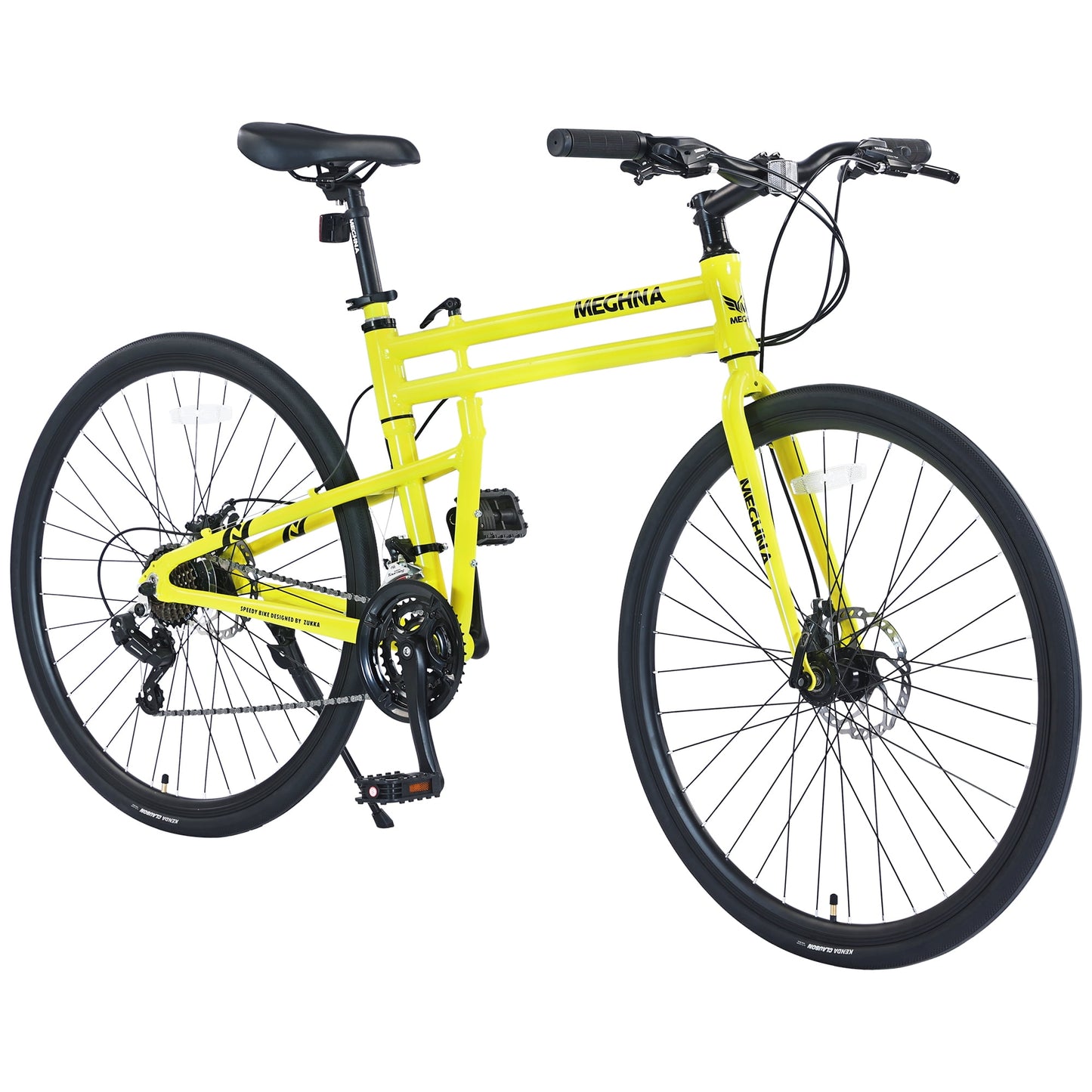 POVANLI 700C Road Bike 21 Speed Folding Hybrid bike Disc Brake For men women's City Bicycle,85% pre-assembled Hybrid Bike, Adults ages 14+, Go to School/Work Commuter City Beach Bicycles,Gift(Green)