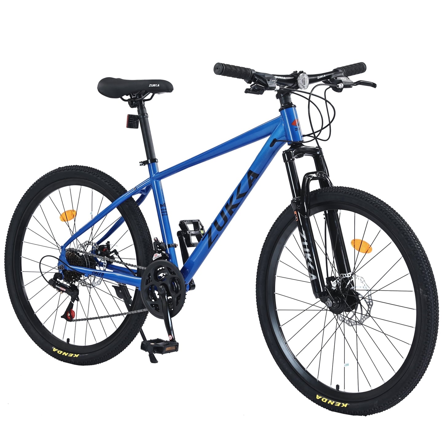POVANLI 26 inch Mountain Bike 24 Speed Suspension Fork 26*1.95 Inflatable rubber tires for Men/Women,Double Disc Brakes,85% assembled,Adults ages 14+,Gift(bule)