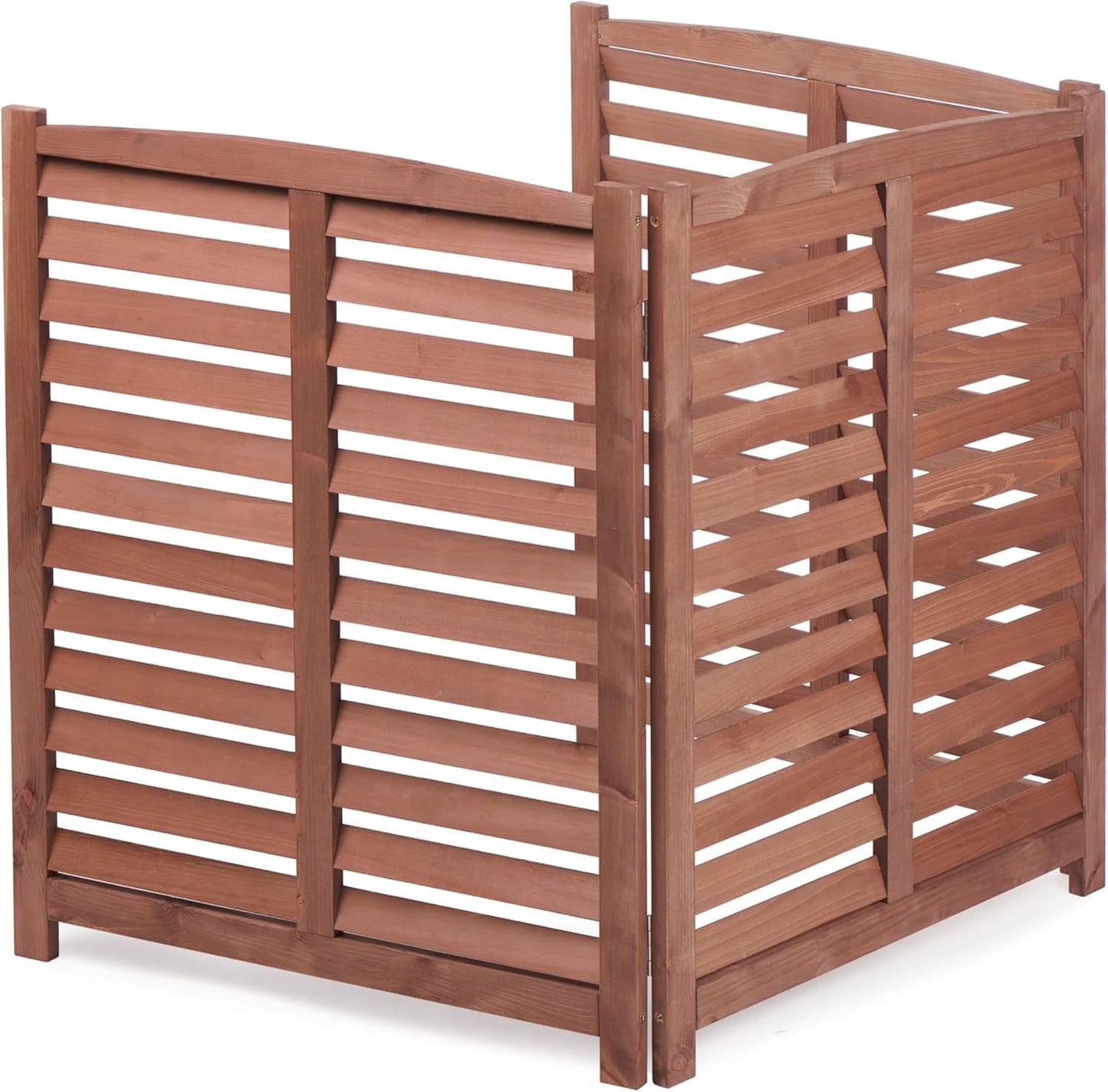 CAMSCH 3-Panel Outdoor Wood Privacy Fence, 3-Section Privacy Screens, Air Conditioner Fence Panels Trash Can Fence Pool Equipment Enclosure for Garden, Patio, Landscaping, 32" W x 38" H, Brown
