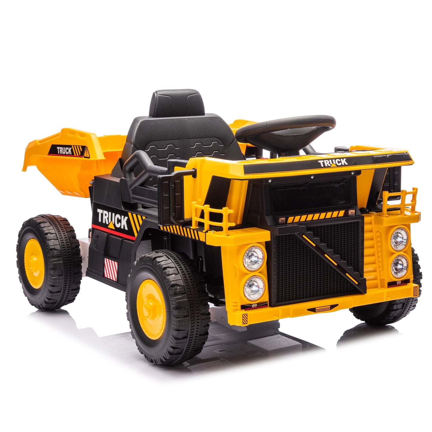 POVANLI 12V Kids Ride on Electric Toy Dump Truck W/Parents Control, Slow Start, Power Display, Electric Dump Bed and Extra Shovel, Speed Adjustment, MP3, Bluetooth, USB for 3-5 Children Gift (Yellow)