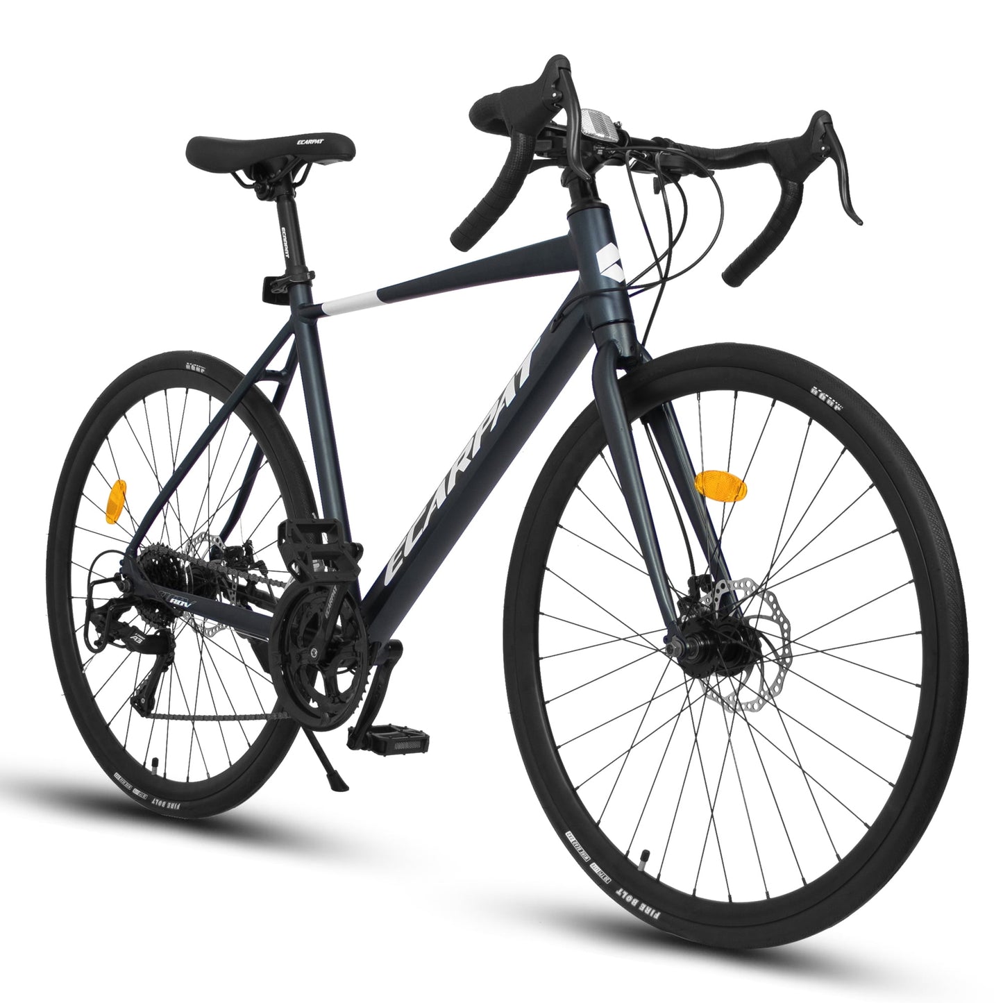 POVANLI 700C Road Bike for men women, 16-Speed Outdoor Bike Disc Brakes, Racing Bike Light Weight Aluminum Frame, City Commuting Road Bicycle L Size, Adults ages 14+, Gift(Dark Blue)