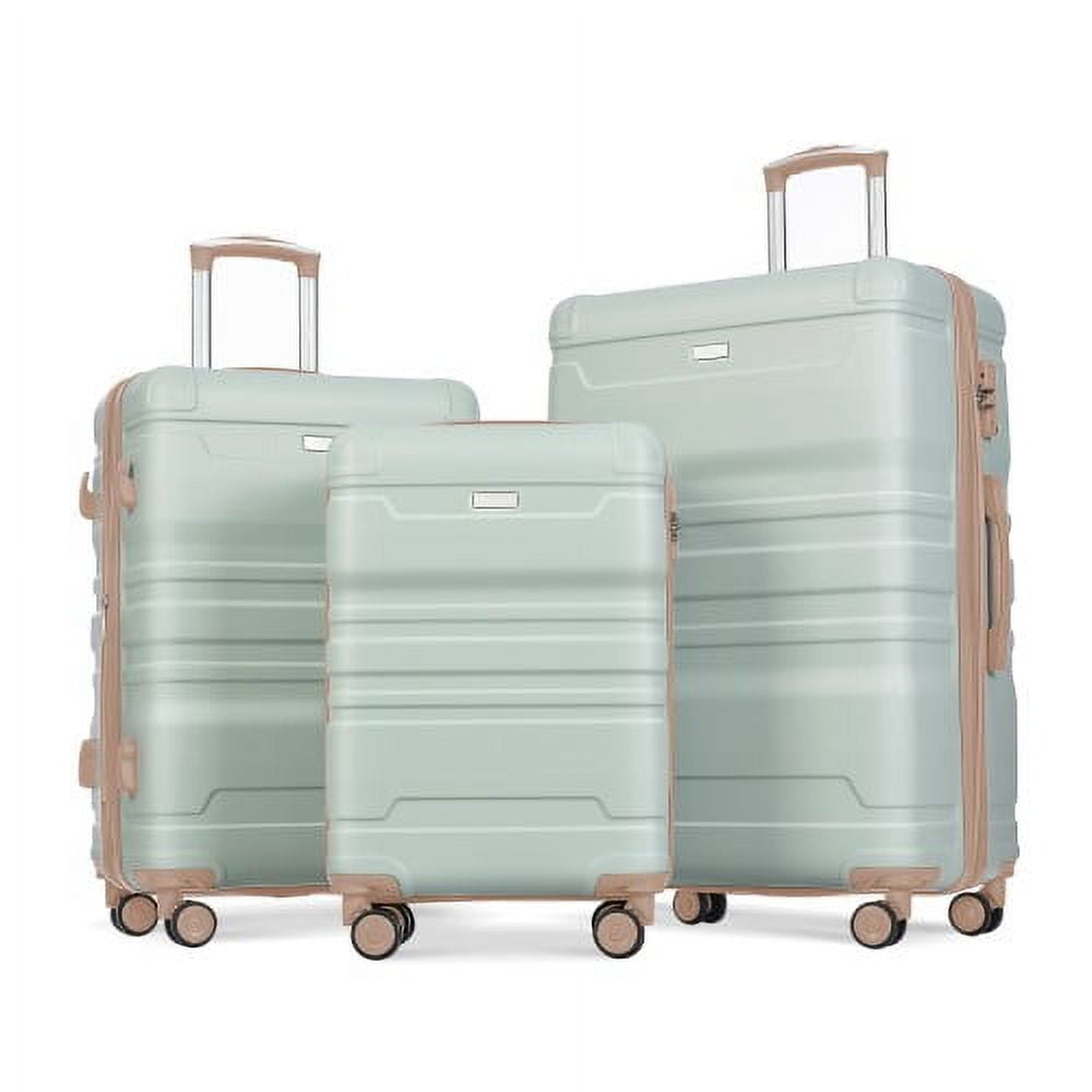 POVANLI 3Pcs Luggage Sets New Model Expandable ABS Hardshell,Luggage Hardside Lightweight Durable Suitcase sets Spinner Wheels Suitcase with TSA Lock 20''24''28''(grey green)