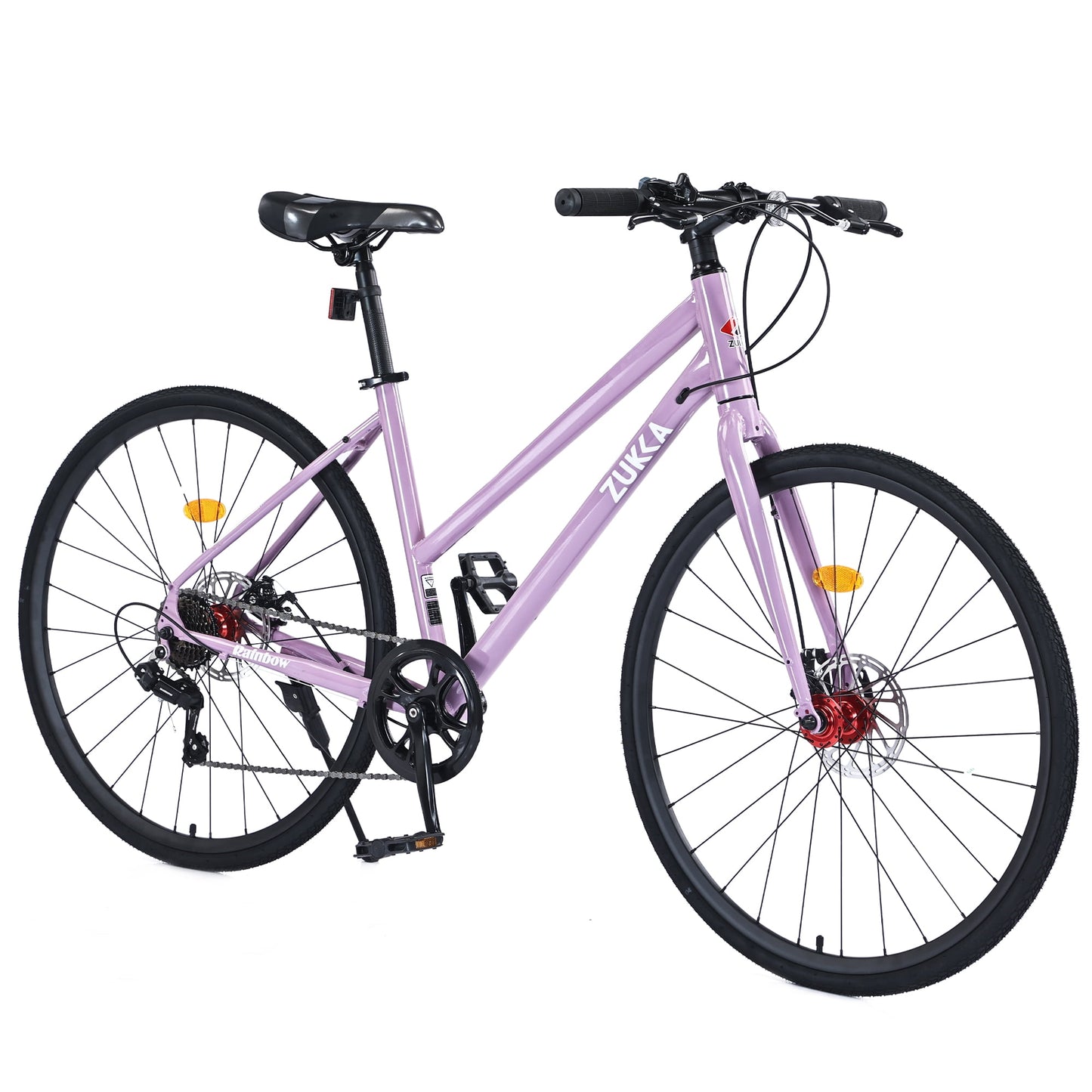 POVANLI 700C Road Bike 7 Speed Hybrid bike Disc Brake For Boys/Girls/Men/Women City City Commuting Bicycle,Fits Riders 5'4" - 6'2",Comfort Saddle,Adults 14+ Years,Gift(Orange)
