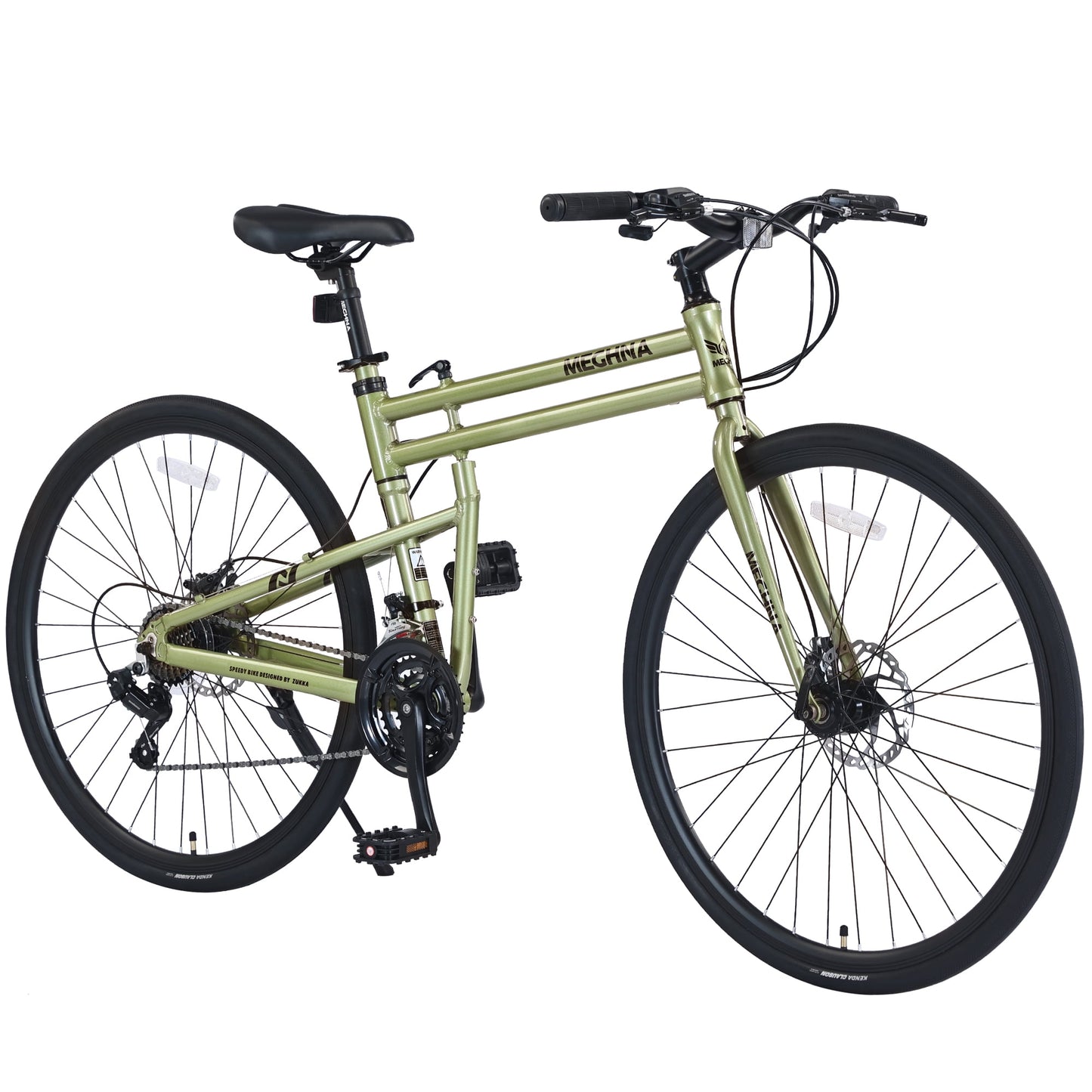 POVANLI 700C Road Bike 21 Speed Folding Hybrid bike Disc Brake For men women's City Bicycle,85% pre-assembled Hybrid Bike, Adults ages 14+, Go to School/Work Commuter City Beach Bicycles,Gift(Green)