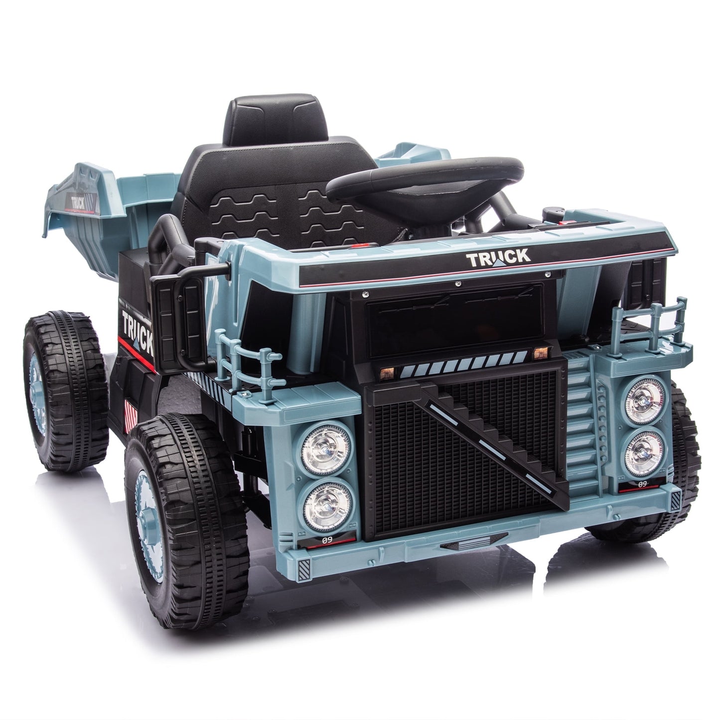 POVANLI 12V Kids Ride on Electric Toy Dump Truck W/Parents Control, Slow Start, Power Display, Electric Dump Bed and Extra Shovel, Speed Adjustment, MP3, Bluetooth, USB for 3-5 Children Gift (Blue)