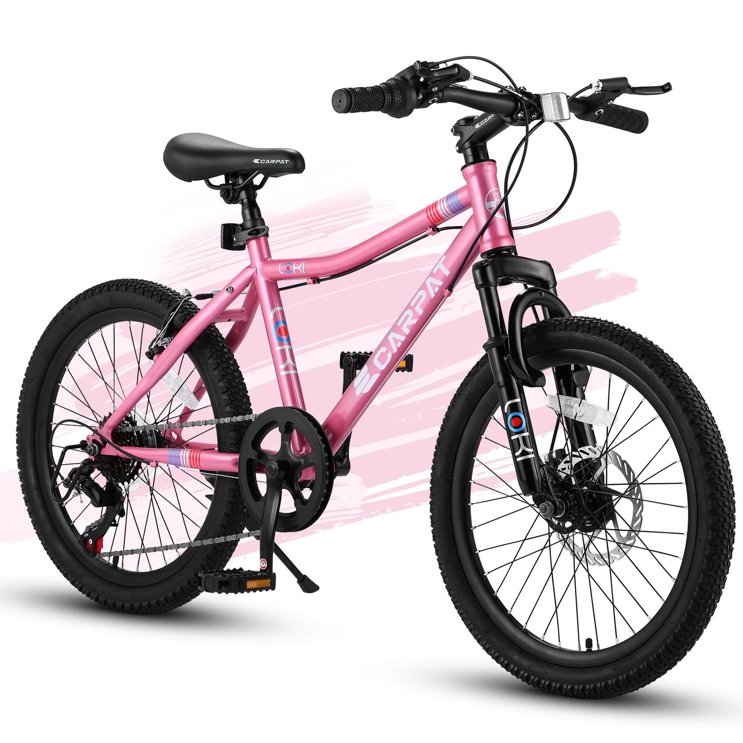 POVANLI S20101 Ecarpat 20 Inch Kids Bike, Boys Girls Mountain Bike Ages 8-12, 7 Speed Teenager Children Kids' Bicycles, Front Suspension Disc U Brake, 14 Inch Height Steel Frame