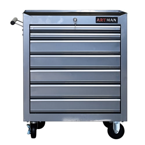 POVANLI 7-Drawer Rolling Tool Chest with Wheels Multifunctional Tool Chest Portable Tool Storage Cabinet with Locking System for Garage Workshop Warehouse Repair Shop