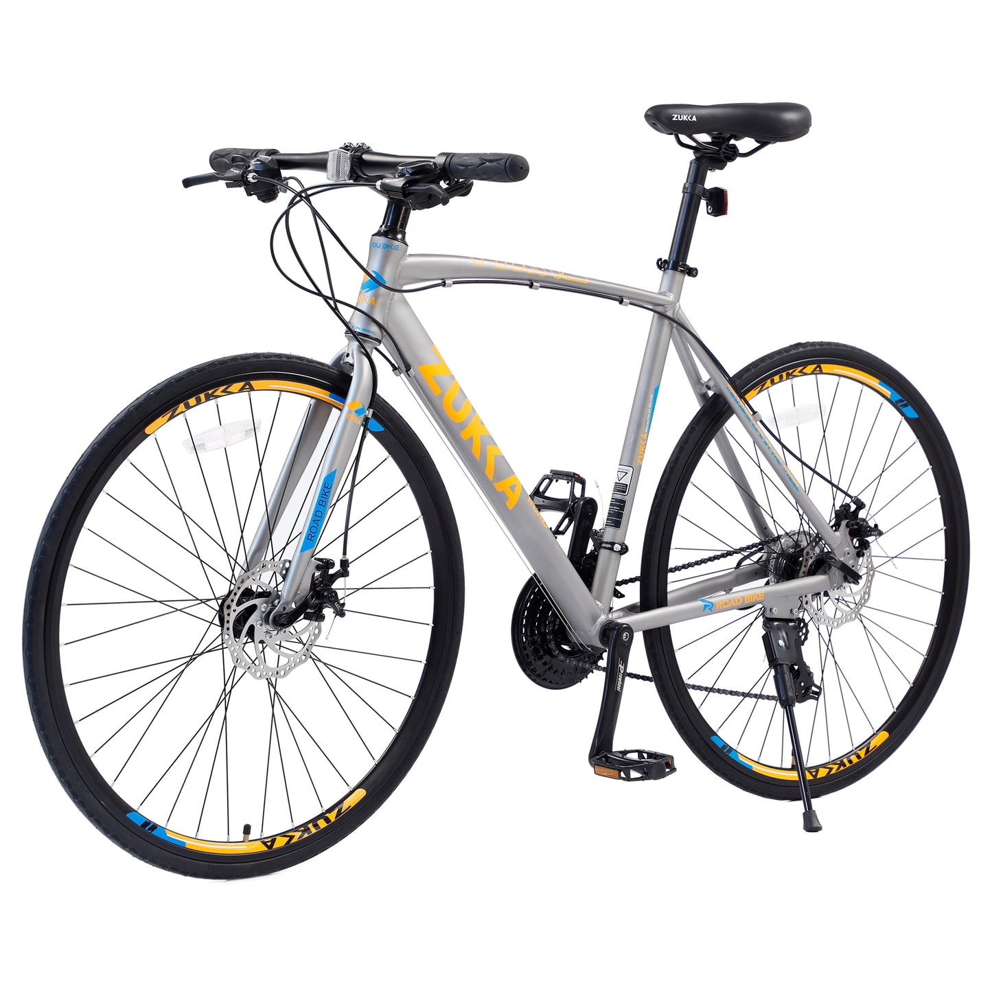 POVANLI 700C Road Bike 24 Speed Hybrid bike Disc Brake For men women's City Bicycle ,21 inch Lightweight Frame Aluminum Alloy ,Adults 14+ Years,Gift(Silver)