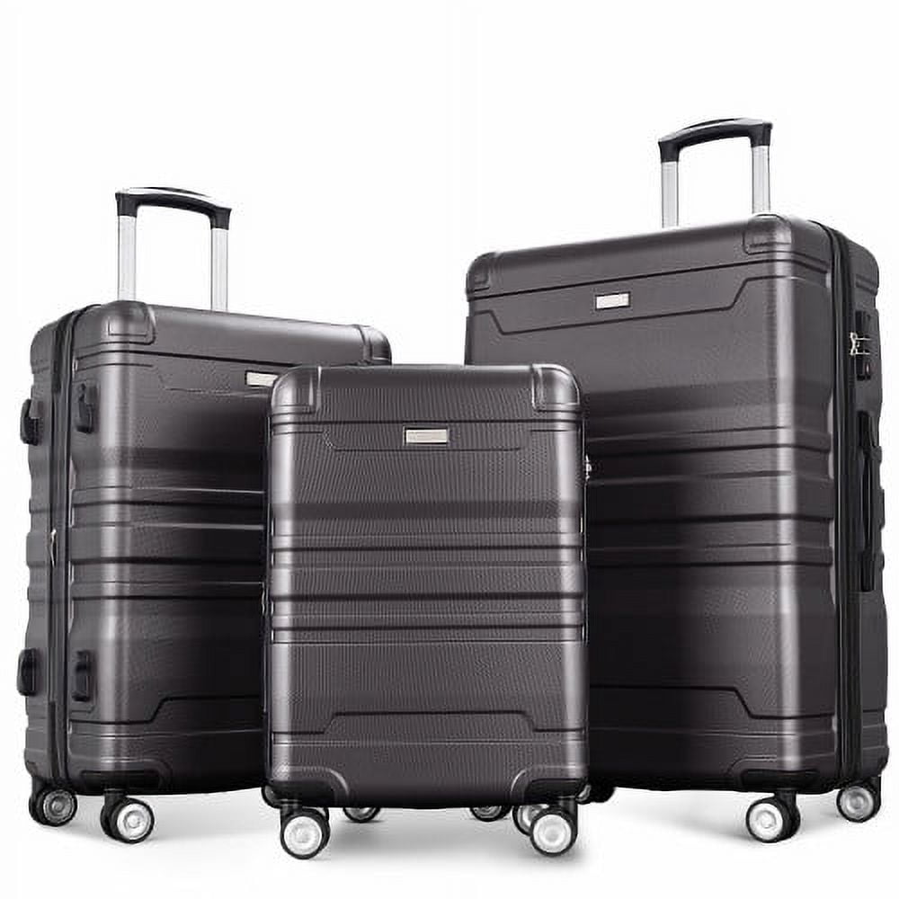 POVANLI 3Pcs Luggage Sets New Model Expandable ABS Hardshell,Luggage Hardside Lightweight Durable Suitcase sets Spinner Wheels Suitcase with TSA Lock 20''24''28''(dark gray)
