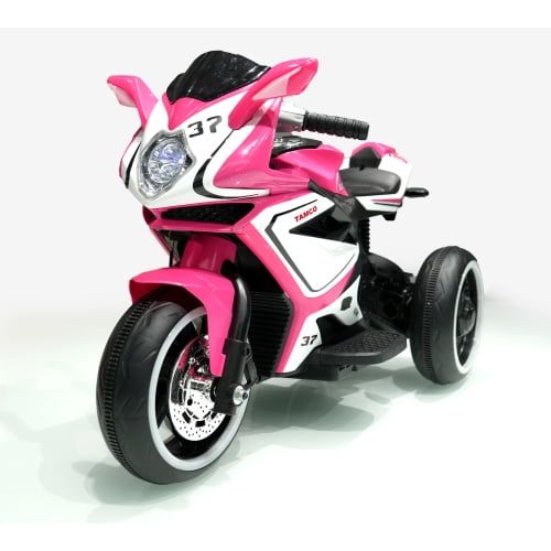 POVANLI 12V Kids Electric Motorcycle, Battery Power Ride on Motorcycle Toy with Slow Start, Power Display, Lighting Wheels, Bluetooth, USB, MP3, Early Education for Children Aged 3-4, Gift (Pink)