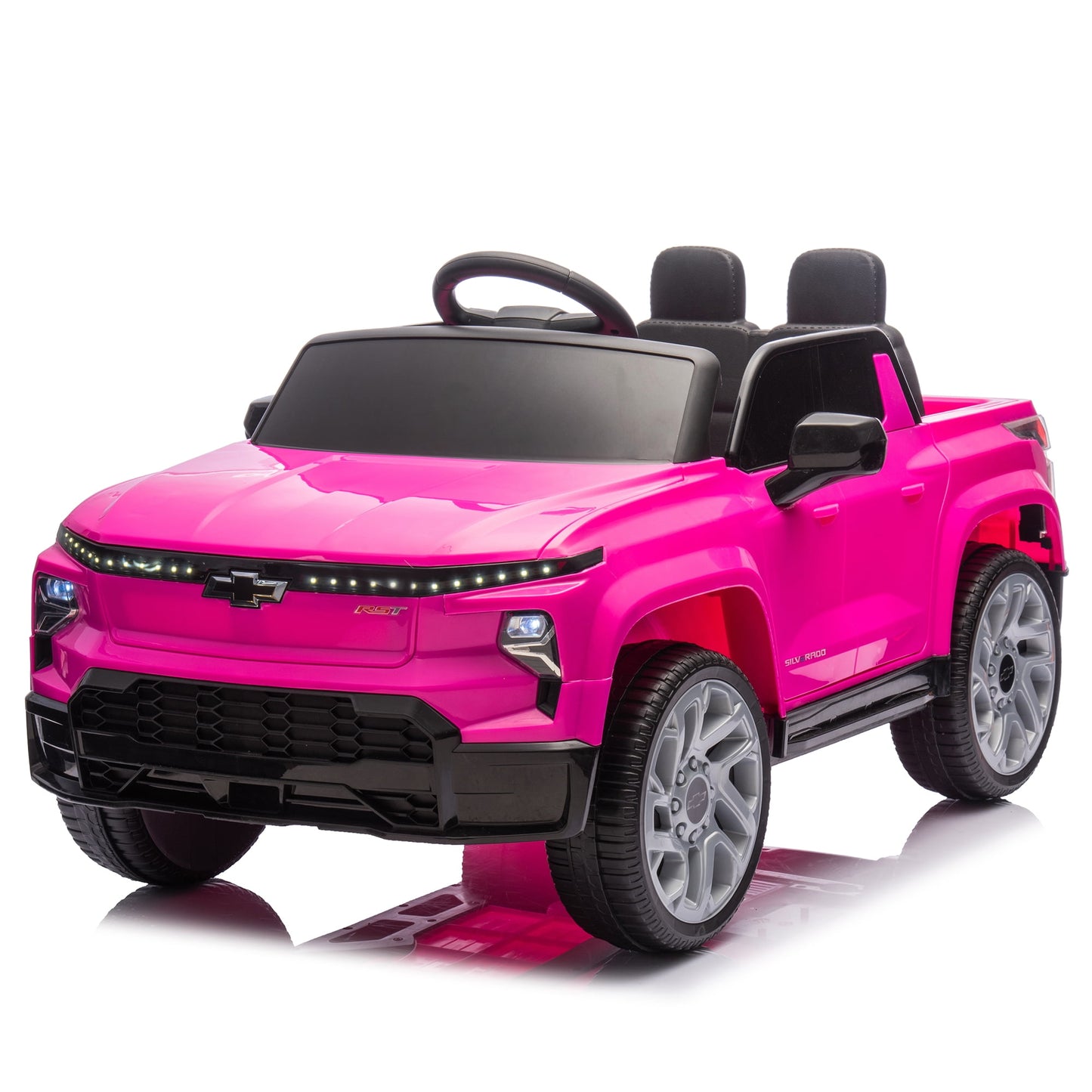 POVANLI Chevrolet Silverado 24V Kids Electric Vehicles Ride on Cars W/Parents Control,Slow start, Two driving modes, 3 Speeds, Power display, Bluetooth, USB, MP3, for Children Ages 2-5, Gift (Pink)