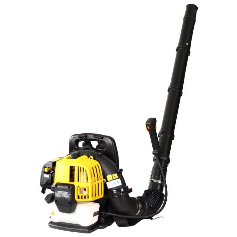 POVANLI 52CC Gas Backpack Leaf Blower with 2 Stroke Engine, High-Velocity 530CFM, Ergonomic&Low-Vibration, Cruise Control, Ideal for Year-Round Yard Maintenance Yellow