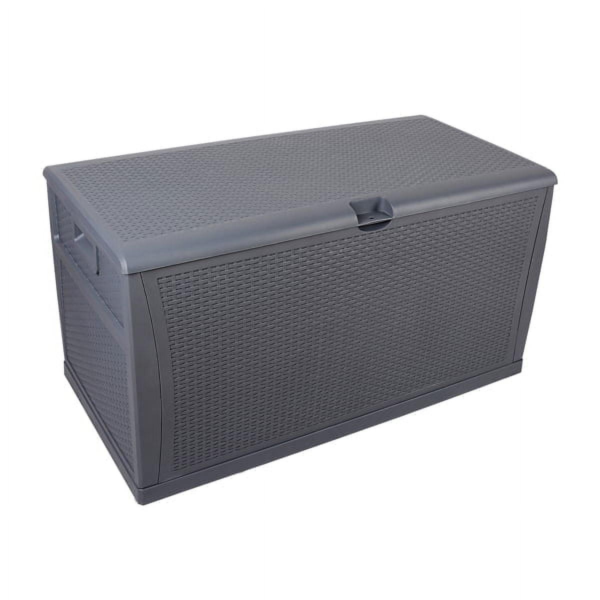 POVANLI 120gal 460L Outdoor Garden Plastic Storage Deck Box,Outdoor Garden Storage Box, Waterproof , Throw Pillows, Garden Tools and Pool-Supplies (Grey)
