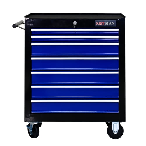 POVANLI 7-Drawer Rolling Tool Chest with Wheels Multifunctional Tool Chest Portable Tool Storage Cabinet with Locking System for Garage Workshop Warehouse Repair Shop
