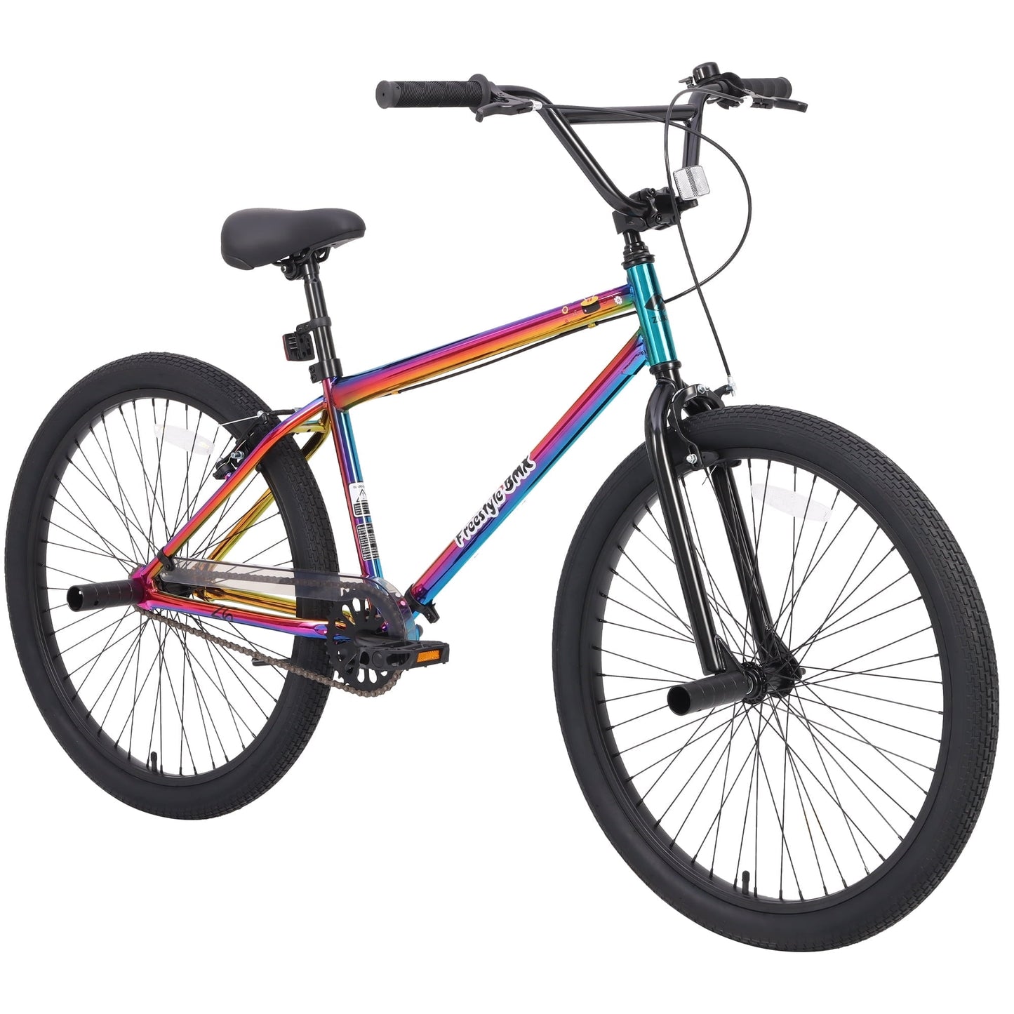 POVANLI 26 Inch reestyle BMX Bike Double Disc Brakes Single Speed Bicycle for Adult Age 12+ Years,Fits Riders 3'2"-4'2",15 inch Frame,Gift(Colorful)