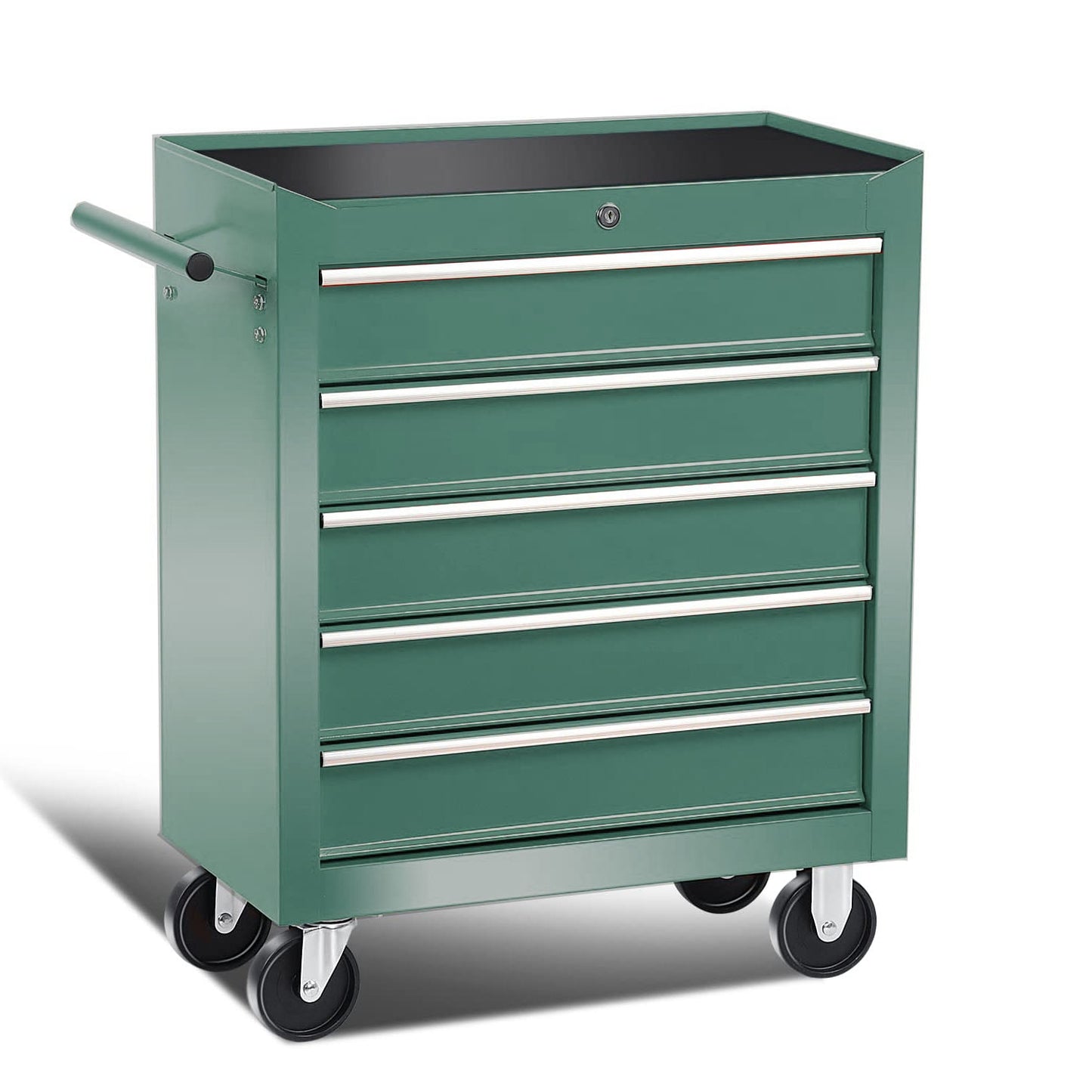 POVANLI 5-Drawer Rolling Tool Chest with Wheels Multifunctional Tool Chest Portable Tool Storage Cabinet with Locking System for Garage Workshop Warehouse Repair Shop