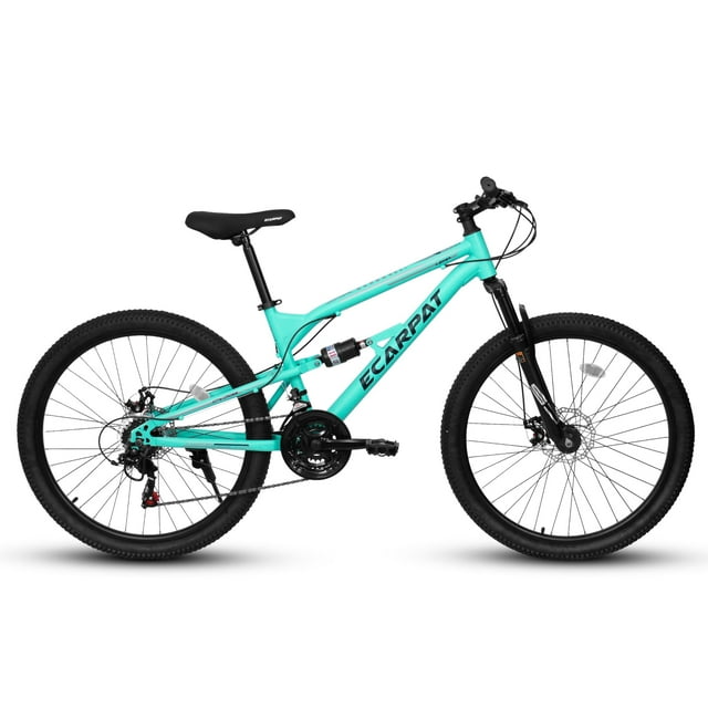 POVANLI 26 Inch Mountain Bike Adult Full Shimano 21 Speed Mountain Bike, Dual Disc Brake, Aluminum Frame Disc Brake, Front Suspension, Mountain biking for both men and women, Blue (Gift)