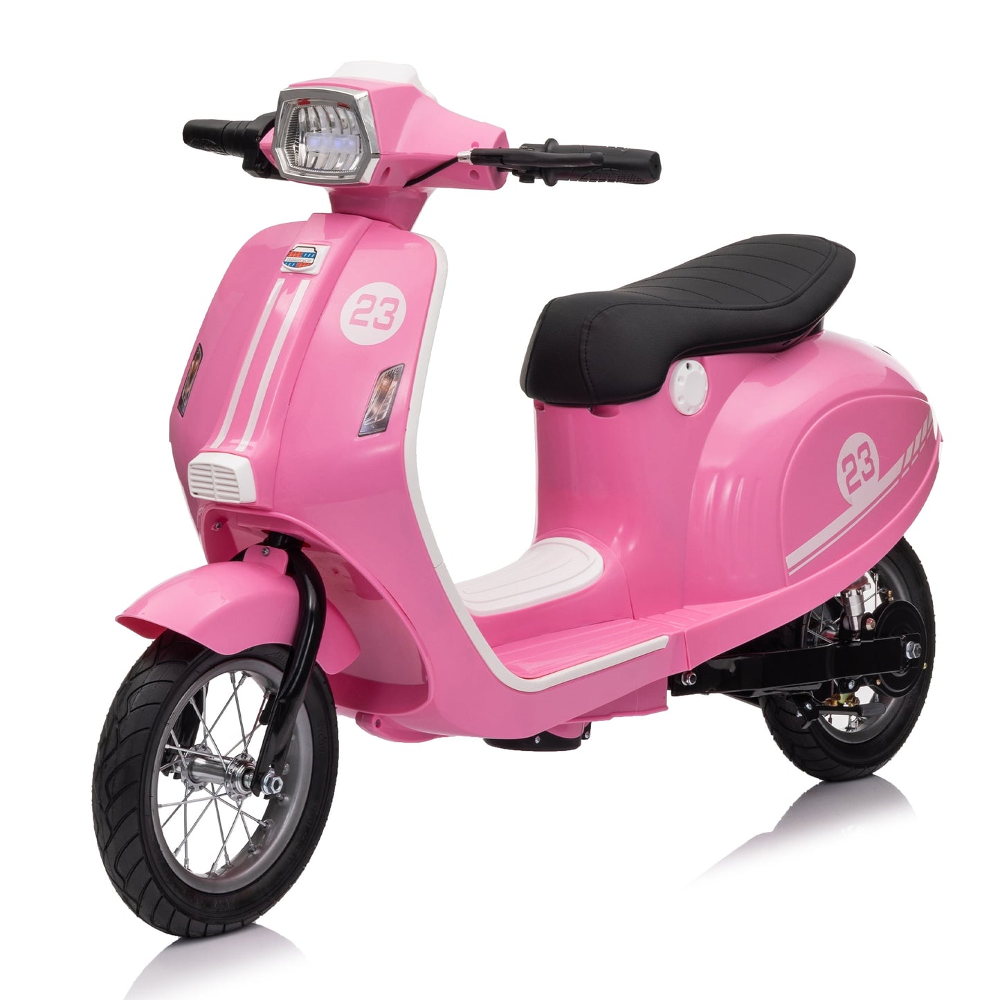 POVANLI 2 Seater 24V Kids Electric Car with Dual Motor&12-inch tires,Slow Start,2 Speeds,Power display,Hand Brake,Bluetooth,USB,MP3,Headlight,Storage Box&Portable Hook for Aged 8-12,Gift(Pink)