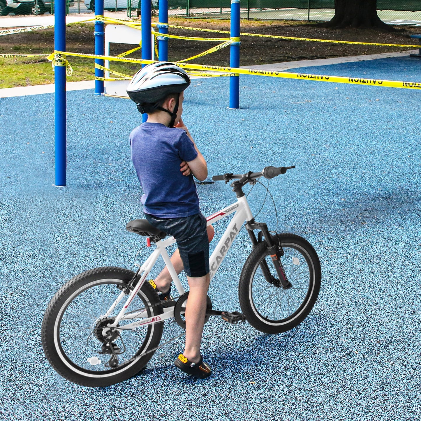 POVANLI Kids Mountain Bike 20 inch for Boys and Girls Shimano 7 Speed Mountain Bicycle with 2.1in All Terrain Tires, Front Suspension, 86% Assembled, for 5-12 Kid Gift(White)