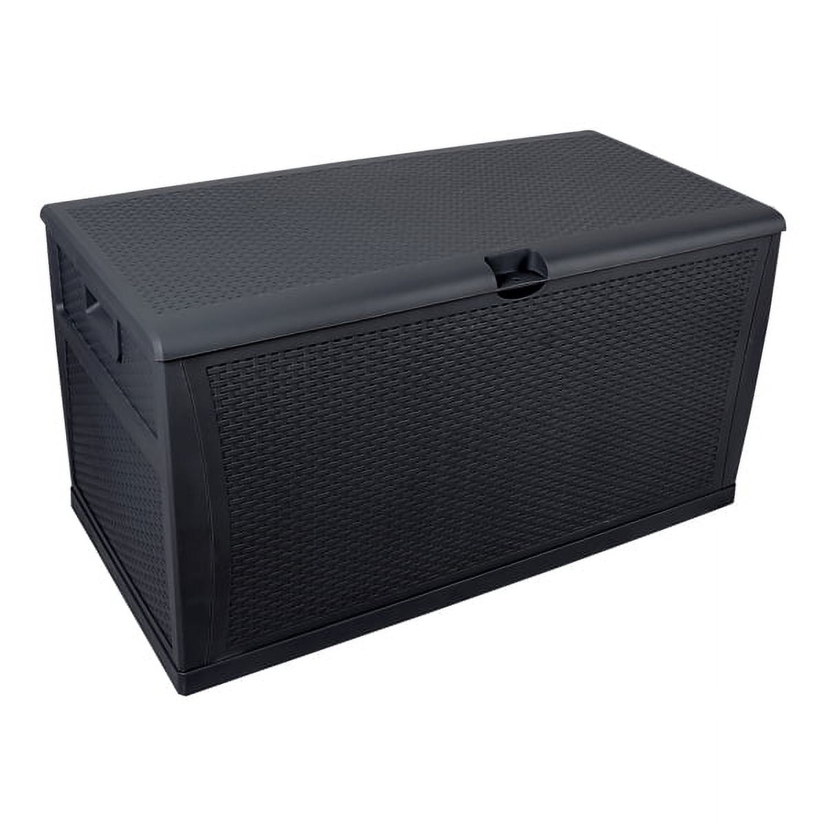 POVANLI 120gal 460L Outdoor Garden Plastic Storage Deck Box, Garden Storage Box, Waterproof , Throw Pillows, Toys, Lockable, Garden Tools and Pool-Supplies (Black)