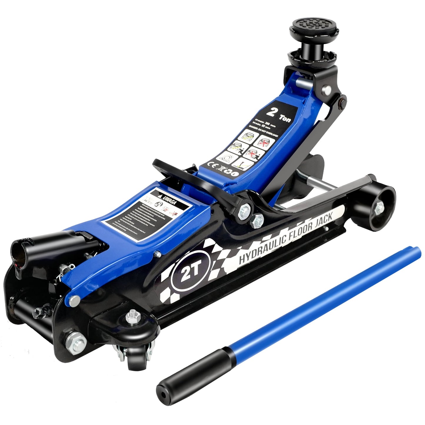 POVANLI Floor Jack, 2 Ton Low Profile Floor Jack, Heavy Duty Steel Racing Floor Jack with Single Piston QuickLift Pump, Floor Jack Lifting Range 3.3"-14.2"