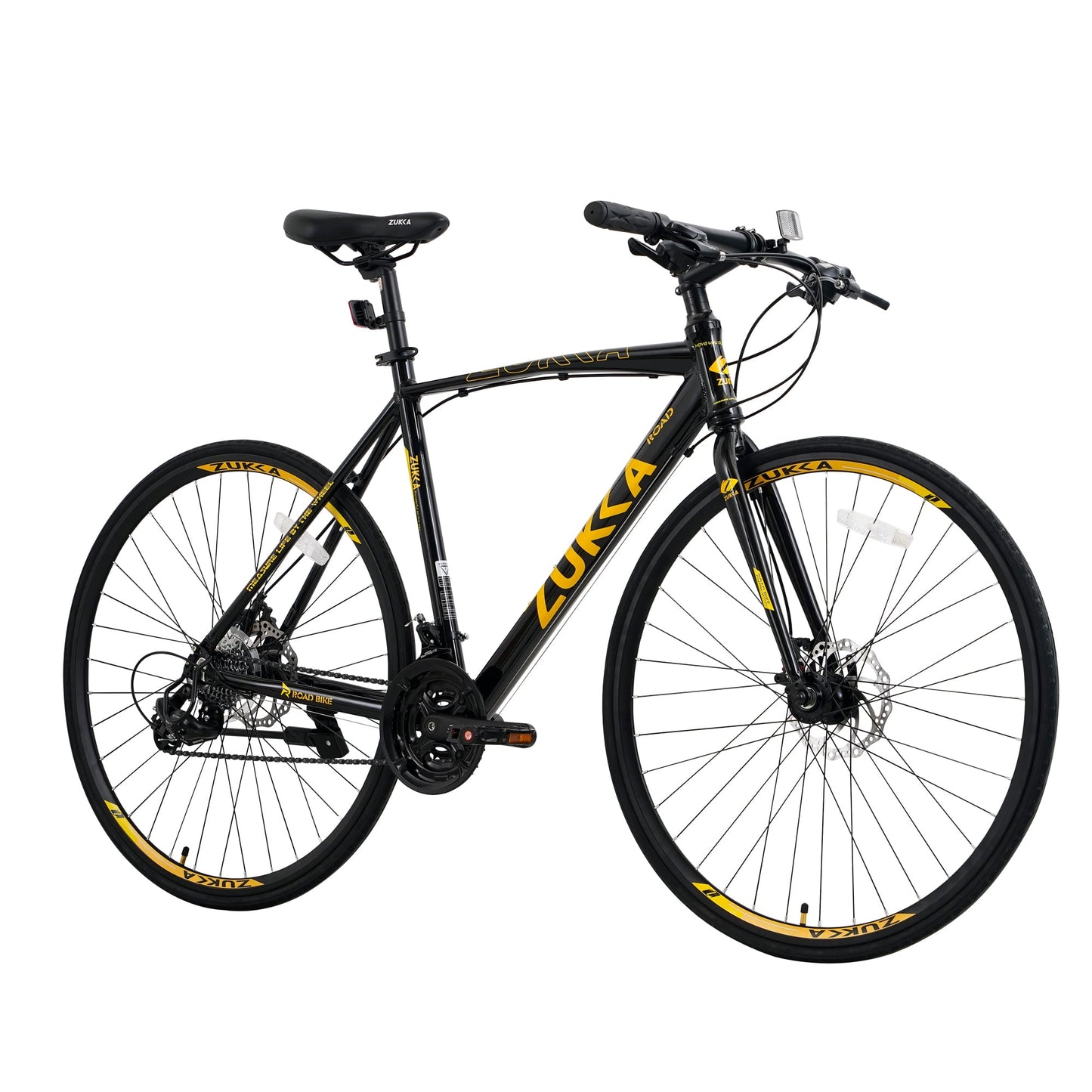 POVANLI 700C Road Bike 24 Speed Hybrid bike Disc Brake For men women's City Bicycle ,21 inch Lightweight Frame Aluminum Alloy ,Adults 14+ Years,Gift(Black)