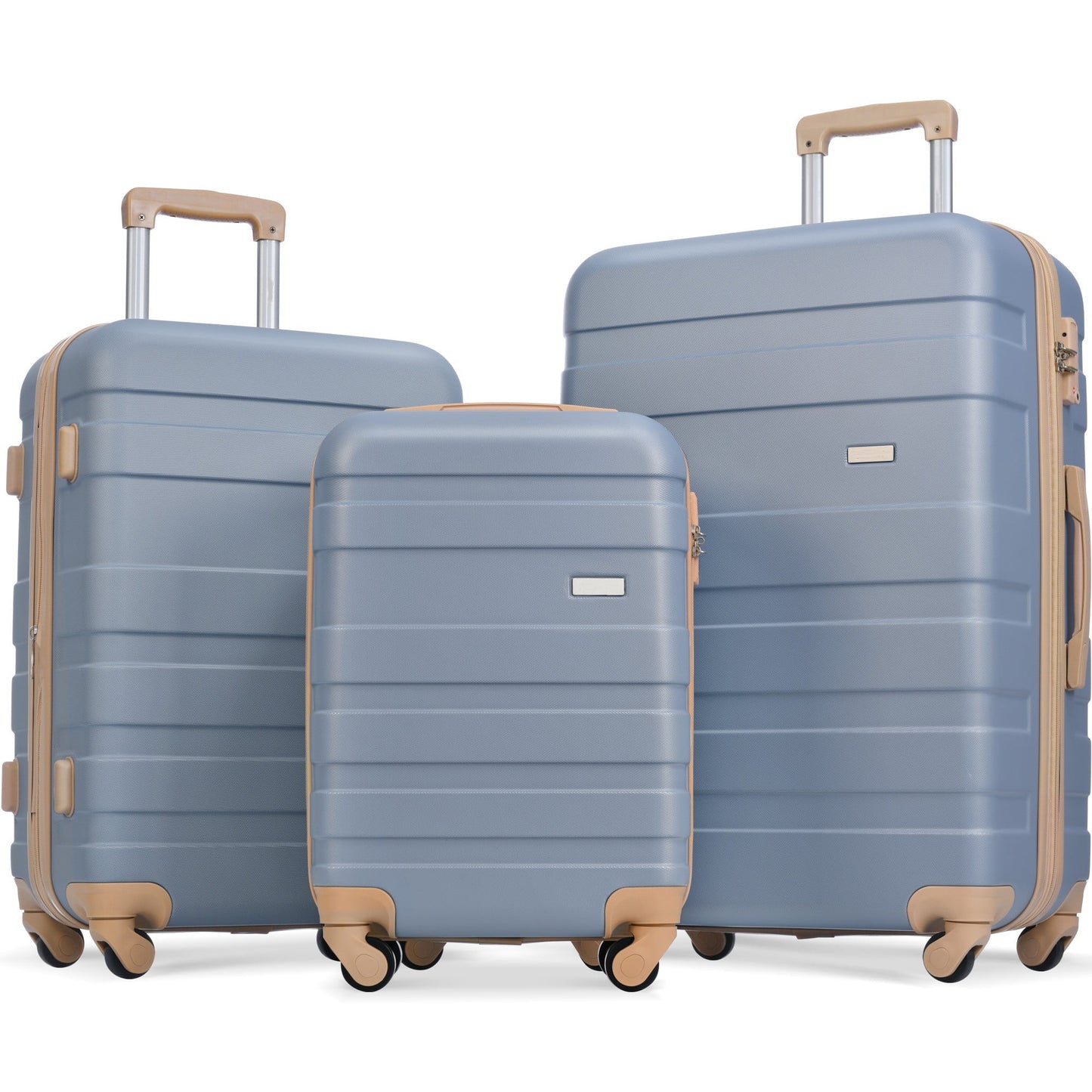 POVANLI 3 Piece Luggage Sets, ABS Hardside Carry On Luggage, Spinner Wheels, TSA Lock, Airline Approved, Lightweight Durable Suitcase,(20"24"28")( Light Blue)
