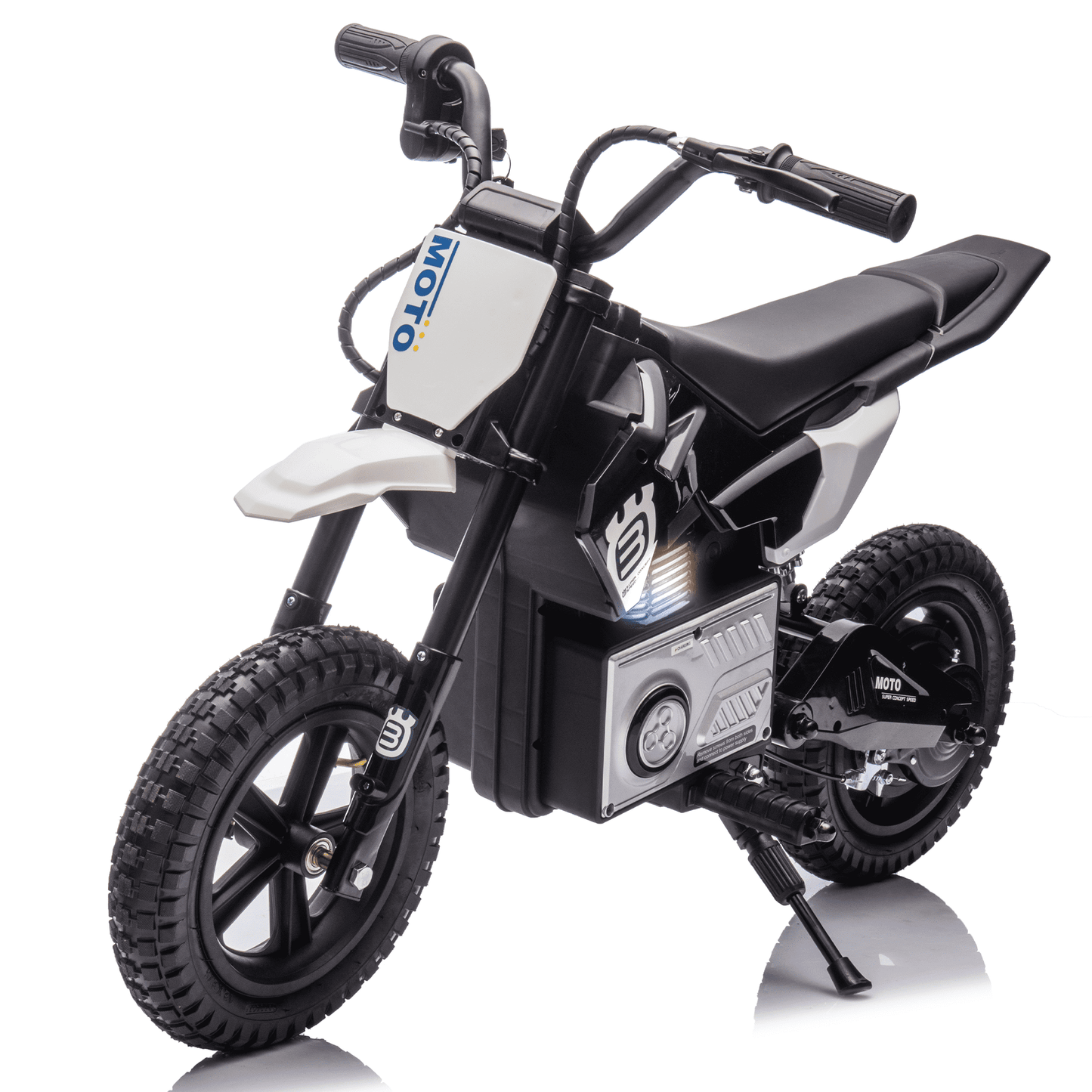 POVANLI 24V Kids Ride On Electric Toy Motocross Motorcycle,200W High Speed Hub Motor,shock absorber,Slow Start,Adjustable speed,LED breath lamp,Bluetooth,Music,Horn for children Aged 5-15(Black)