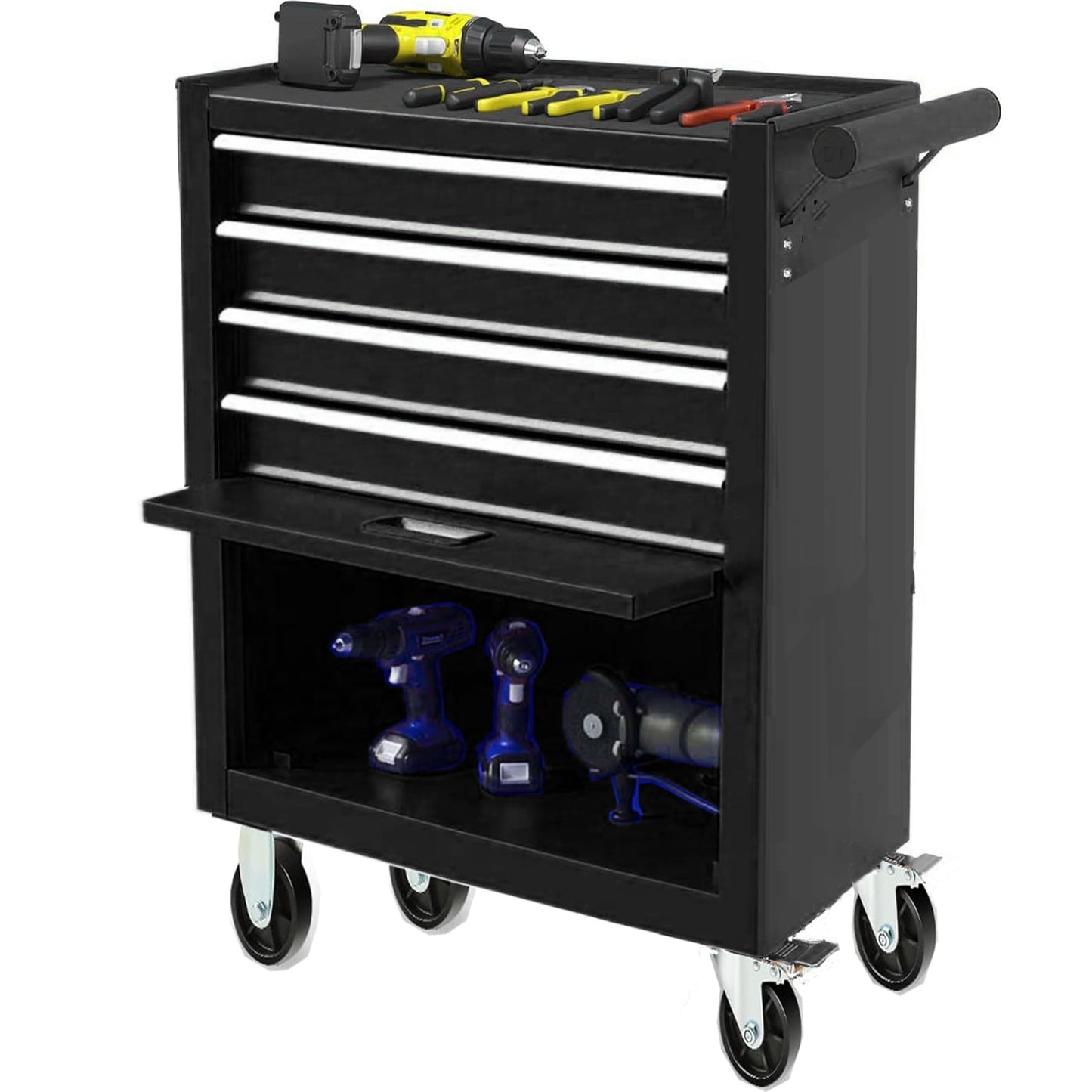 POVANLI 4-Drawer Rolling Tool Chest with Wheels Multifunctional Tool Chest Portable Tool Storage Cabinet with Locking System for Garage Workshop Warehouse Repair Shop