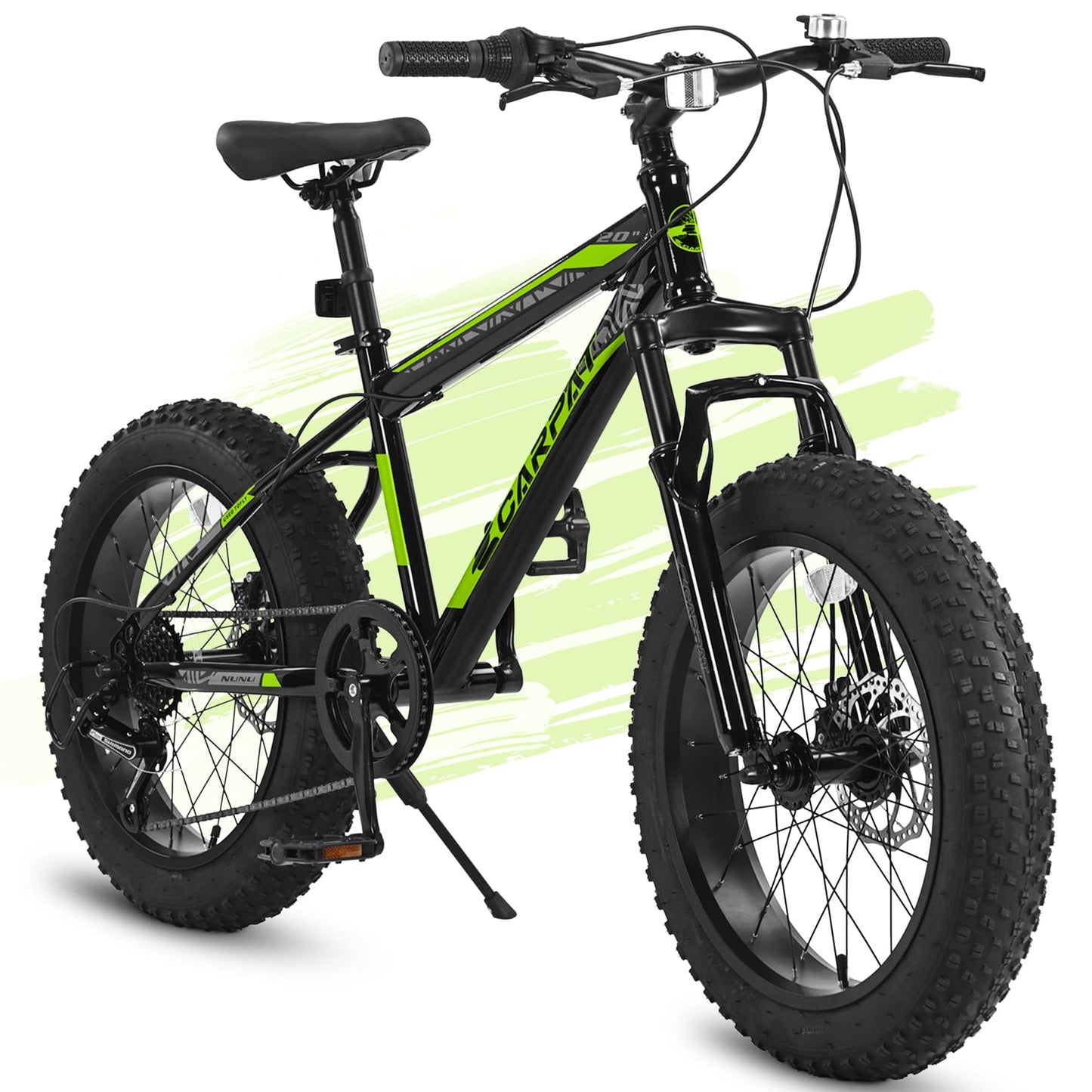POVANLI Kids Bike 20" Wheels 4" Wide Fat Tire Snow Mountain Bike Ages 8-12 Year Old, Steel Frame, 7 Speed Teenager Children Kids' Bicycles