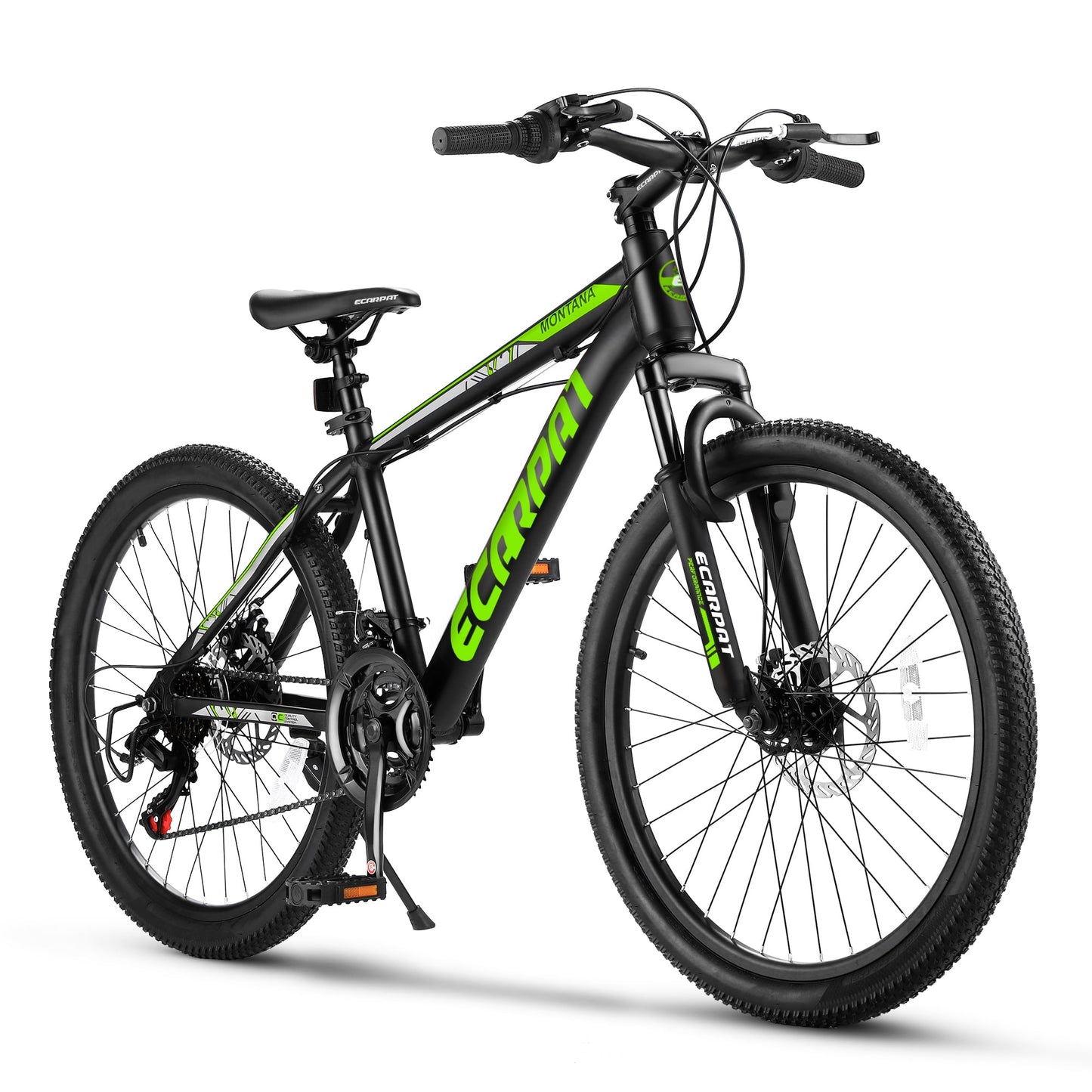 POVANLI 24 inch Mountain Bike Bicycle, Dual Full Suspension, Aluminium Frame for Mens Womens, Go to School/Work with 21-Speed Disc Trail Commuter City Beach, Youth Ages 12+, Gift(Black)